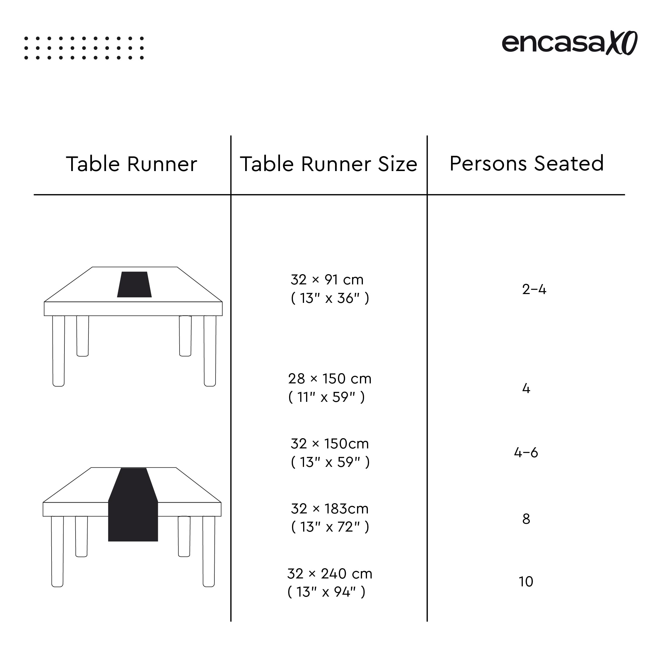 Encasa XO Dining Table Runner for 4 to 6 Seater | 32x91 cm | Sand | Chenille Fabric | Machine Washable 6
