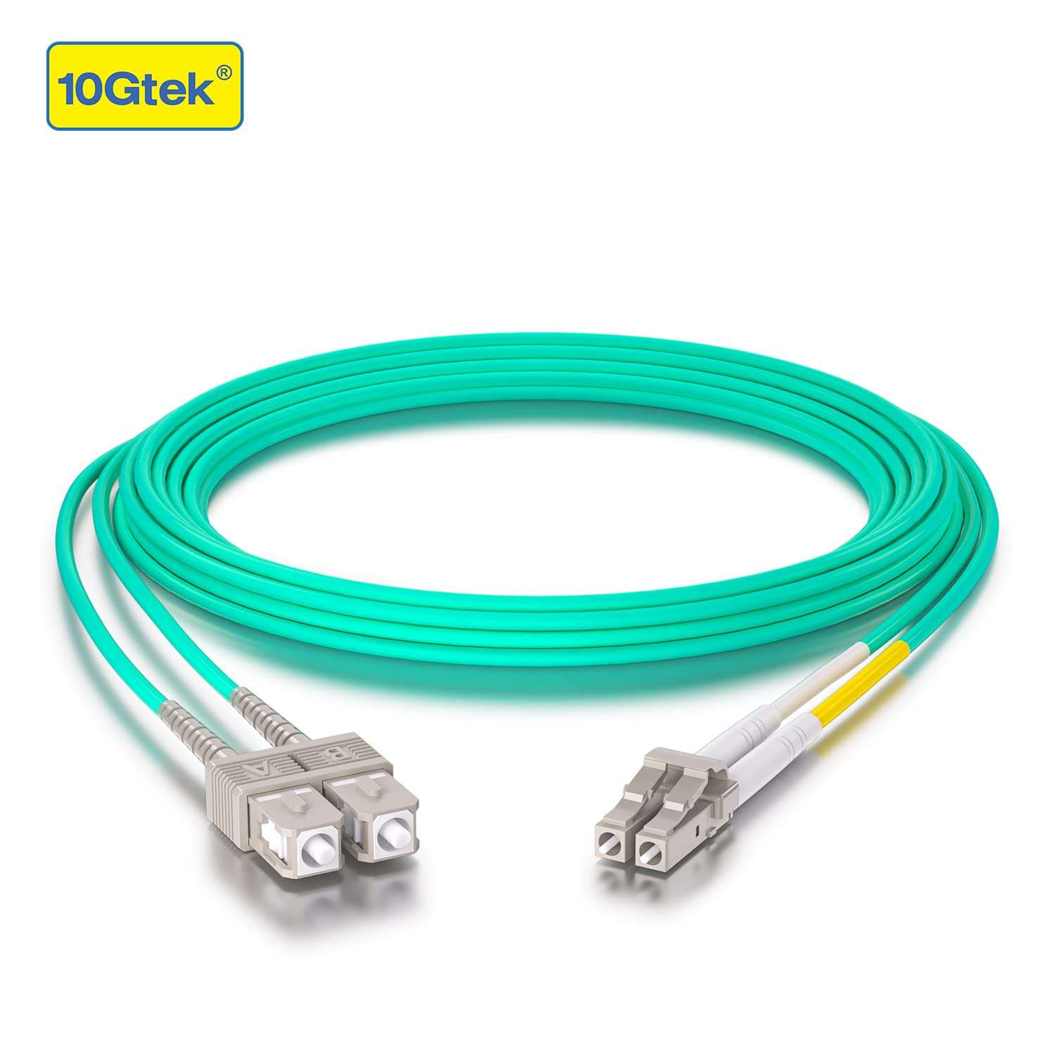 10Gtek Fiber Patch Cable - LC to SC OM3 10Gb/Gigabit Multi-Mode Jumper Duplex 50/125μm LSZH Fiber Optic Cord, Aqua, 10-Meter(32.8ft) 2