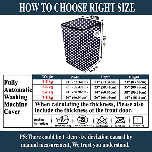 Jm Homefurnishings Vinyl Washing Machine Cover for Croma 7 Kg Fully Automatic Top Loading, Craw1401, Polka Dot Print (Multicolor) 5