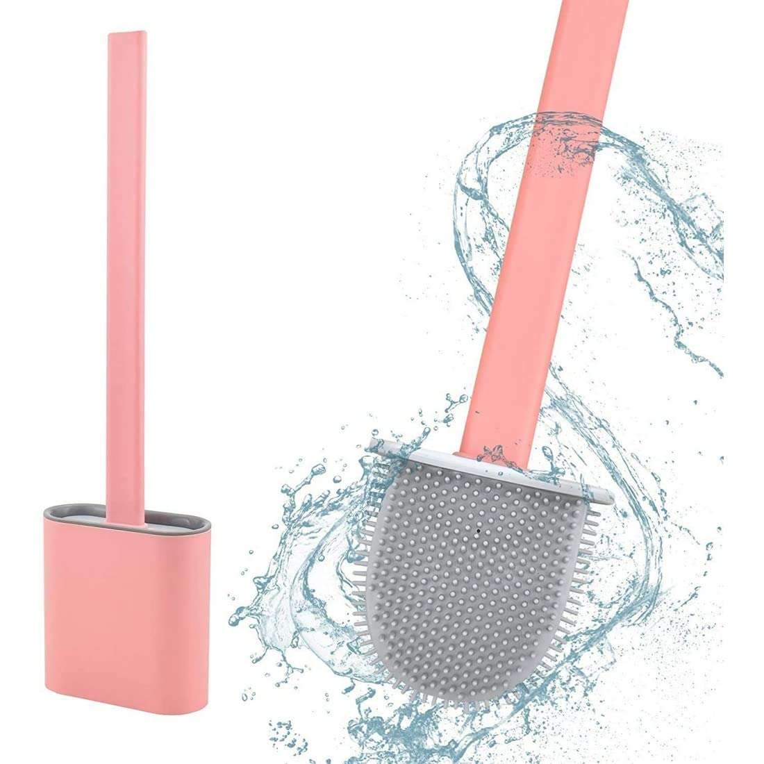 Laxmi Creation Silicone Toilet Cleaning Brush with Holder Long Handle for Bathroom Toilet Cleaning (Multicolor) 3