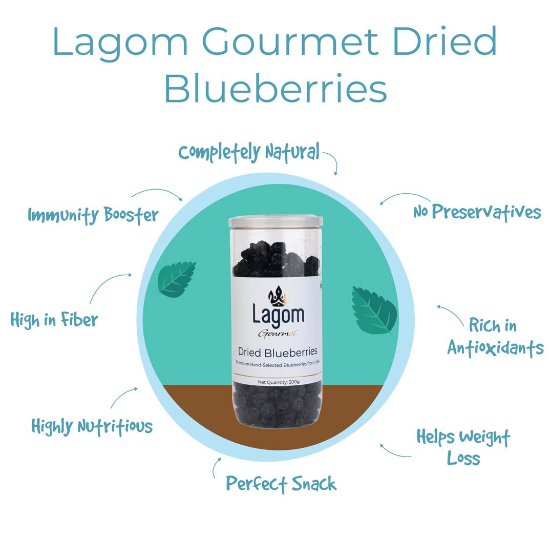 Lagom Gourmet Dried Blueberry, 1Kg | All Natural | No Preservatives | Gluten Free | Vegan | Non GMO | Blueberry Dry Fruit 5