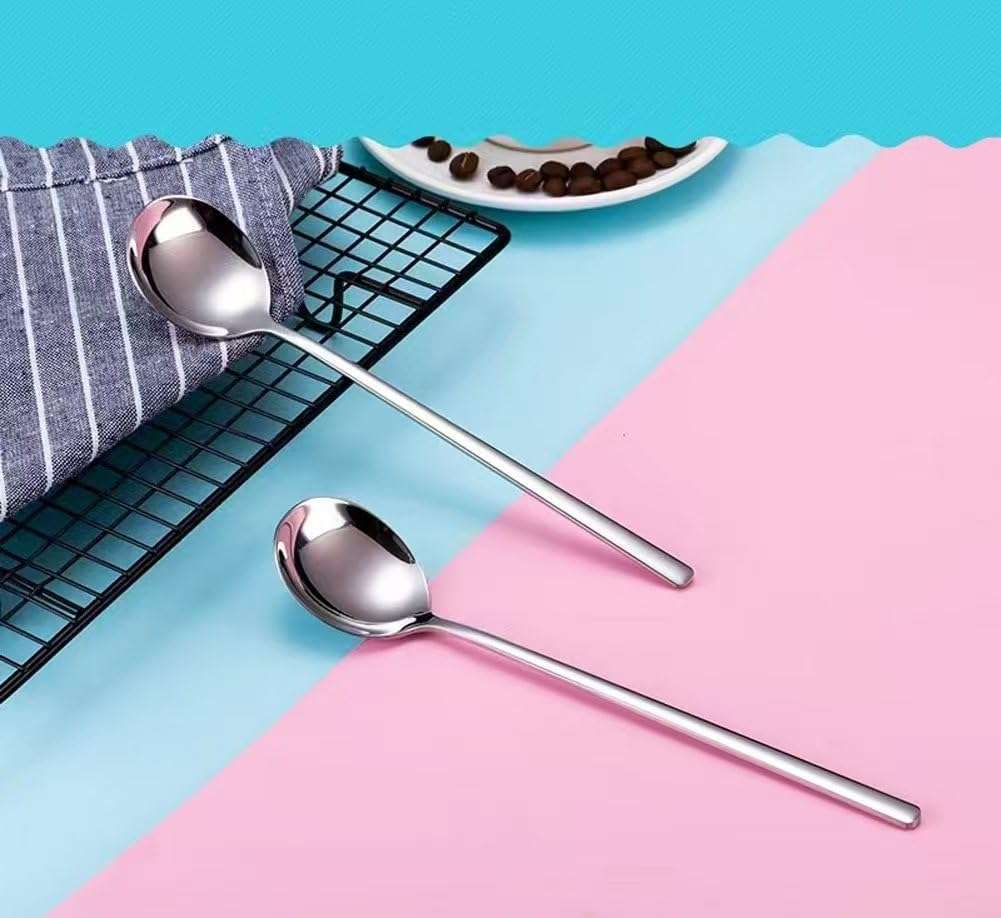 GTJLLY Spoons Silverware Set 5-Pack Korean Spoon,7.7 Inch 18/8 Stainless Steel Table Soup Spoons for Home, Kitchen, or Restaurant Flatware Set, Dishwasher Safe 3