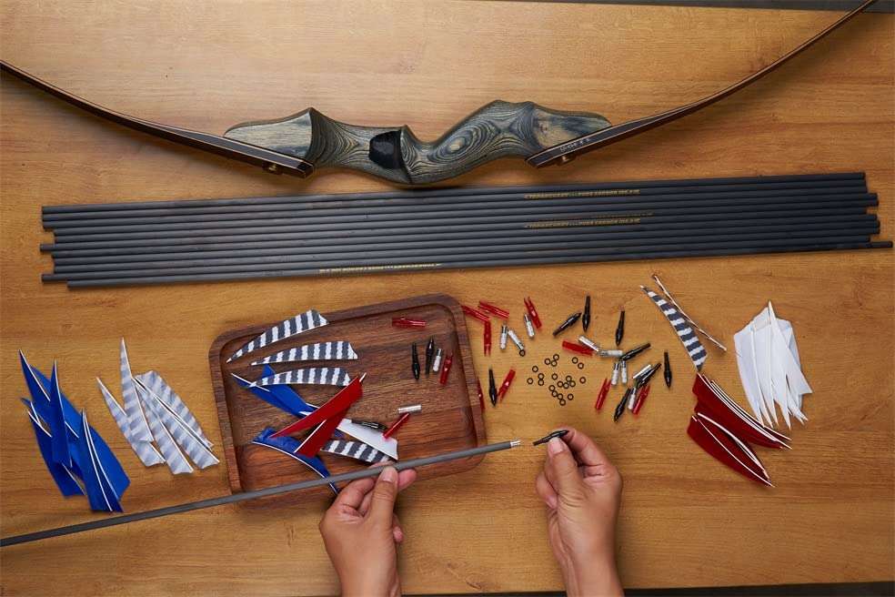 TOPARCHERY 12pcs 31 Inch 6.2 mm Pure Carbon Arrow Shaft Spine 300/350/400/500/600 Carbon Shaft Tube DIY Archery (Brown, 350spine) 6