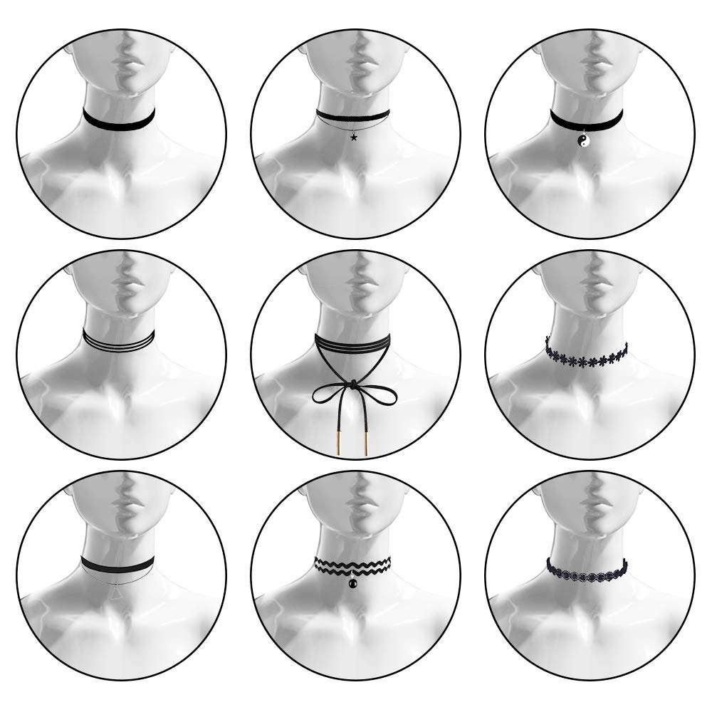 Outee 42 Pcs Choker Necklaces for Women Black Choker Set Tattoo Choker Necklace Classical Velvet Chokers 3