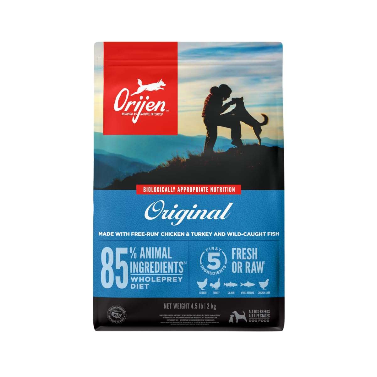 ORIJEN Original Dry Dog Food, Grain Free Dog Food for All Life Stages, Fresh or Raw Ingredients, 2 Kg 1