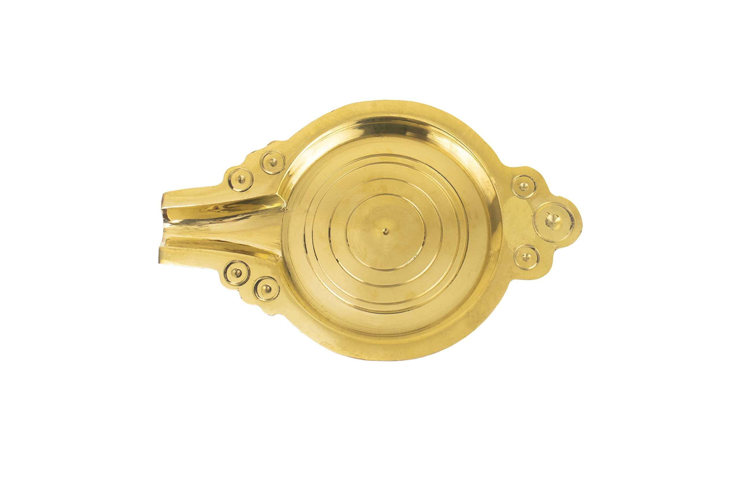 Putrika Brass Abhishek Patra Plate Tray | PurnaPatra Stand | chowki stool for God Idols Tirumanjana Plate Stand |Somasutra Peetam mandir – 6.5 CM diameter 5