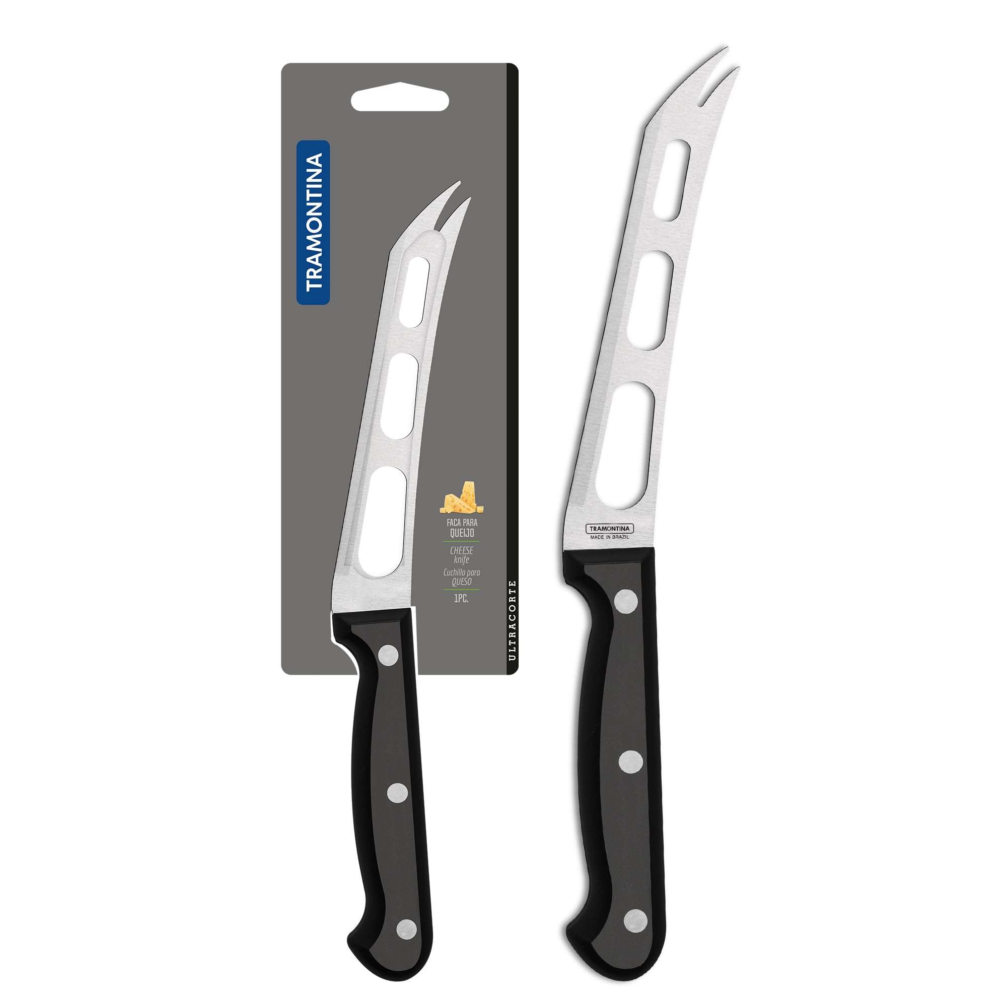 TRAMONTINA Ultracorte 15cm / 5.9" Cheese Knife | Three-Hole Stainless Steel Blade | Straight/Plain Edge | Two Spoke Tip | Antimicrobial Polypropylene Handle | Made in Brazil | 5 Year Warranty 1