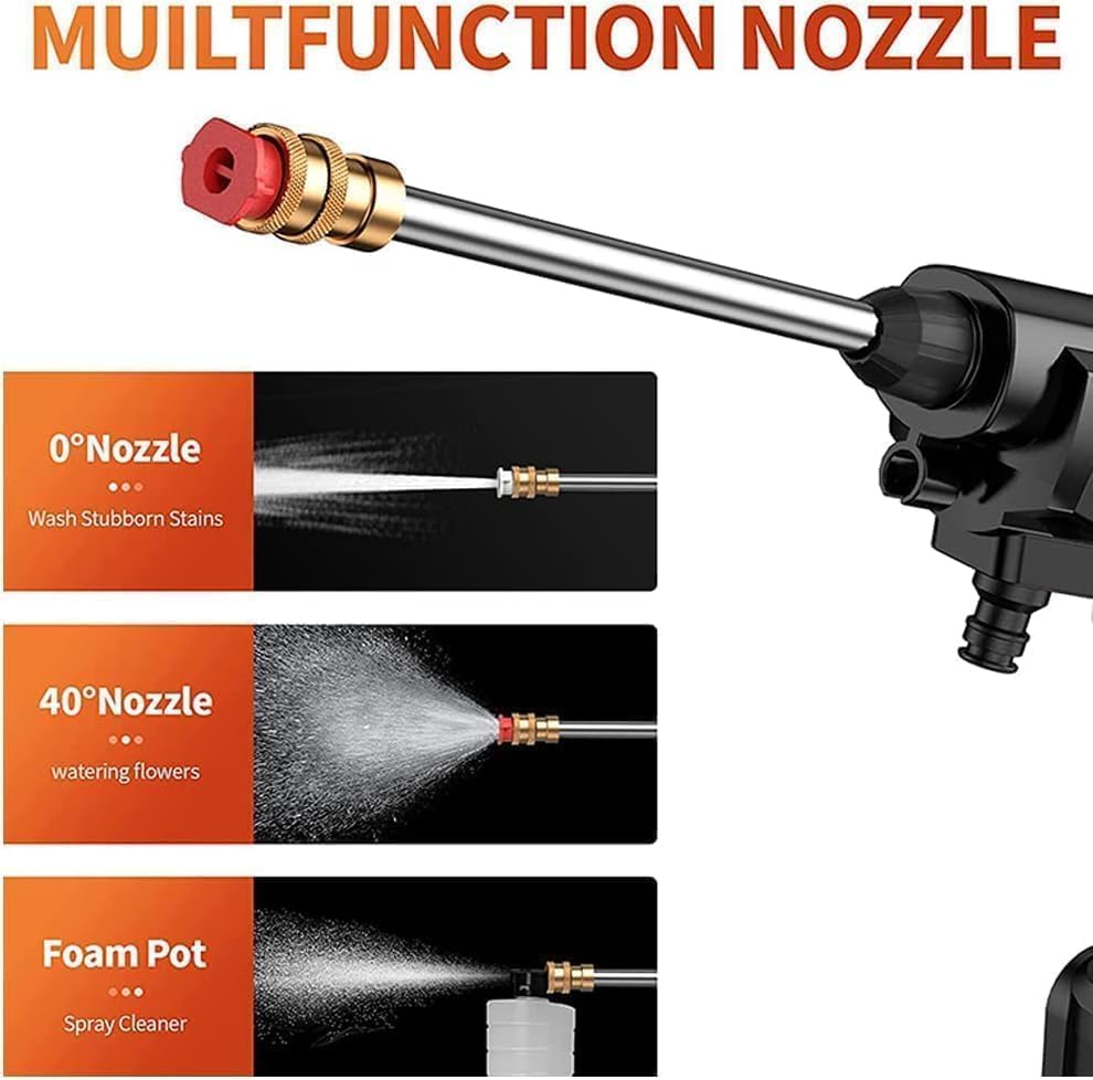 YAMATIC (Double Battery) Wireless High Pressure Car Washer & Car Cleaning 48V Rechargeable Electric Pressure Washer Gun Machine Tool for Top Flexible Pressure Washer Hose (Double Battery Gun) 5