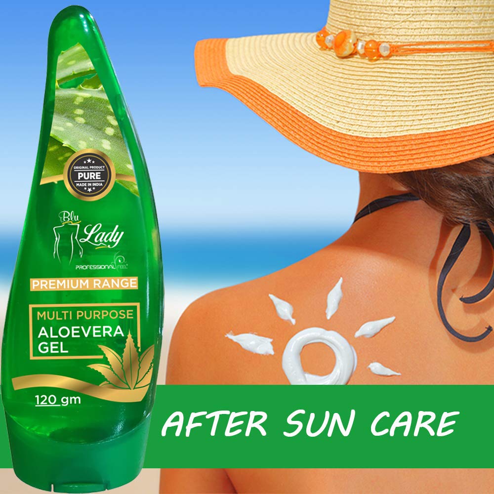 Professional Feel Blue Lady Aloevera Gel, Vitamin C & E Multi Purpose Alovera beauty Gel Beauty Parlour for Instant Skin & Hair All Type Skin Soothing 5