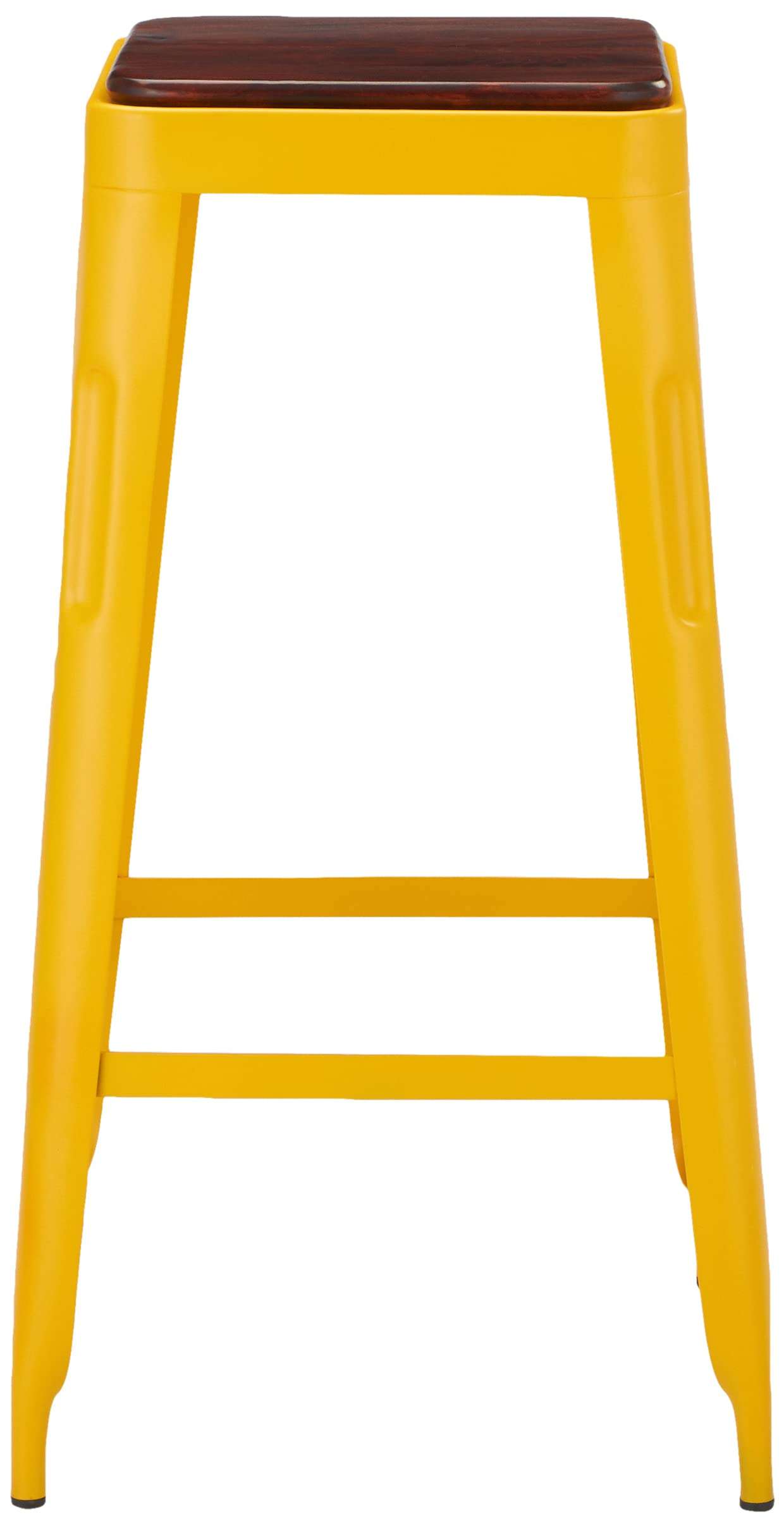 Amazon Brand - Solimo Demmitt Iron 1 Seater Stool with a Wooden Top (Yellow Finish) (Pack of 2) 3