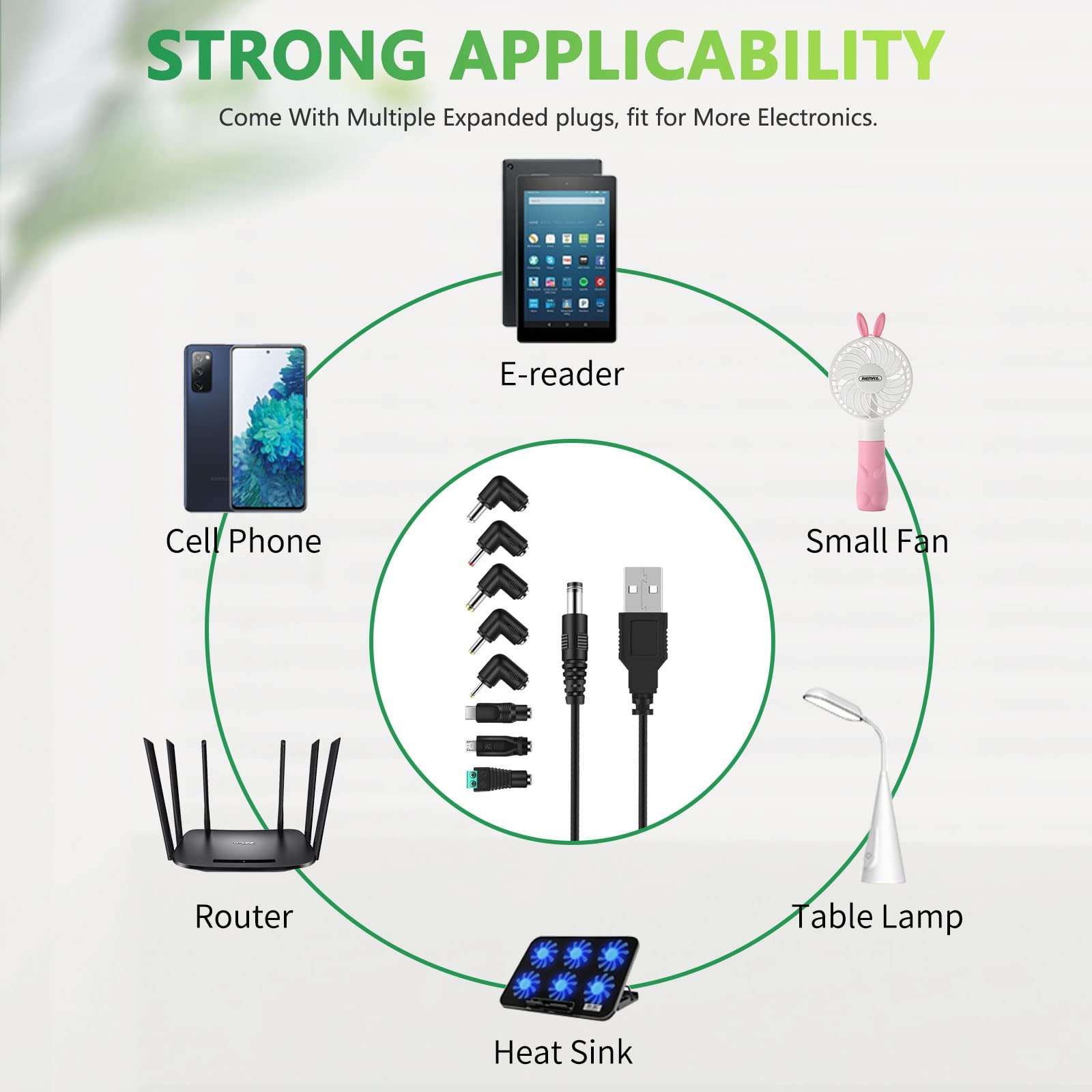 Bouge Universal DC 5V Power Cable, USB Charger Cord with 8 Types Connectors (Include Micro and USB C Android Connector) for Samsung Galaxy LG Moto and Other Android Phones Tablet Power Bank 3