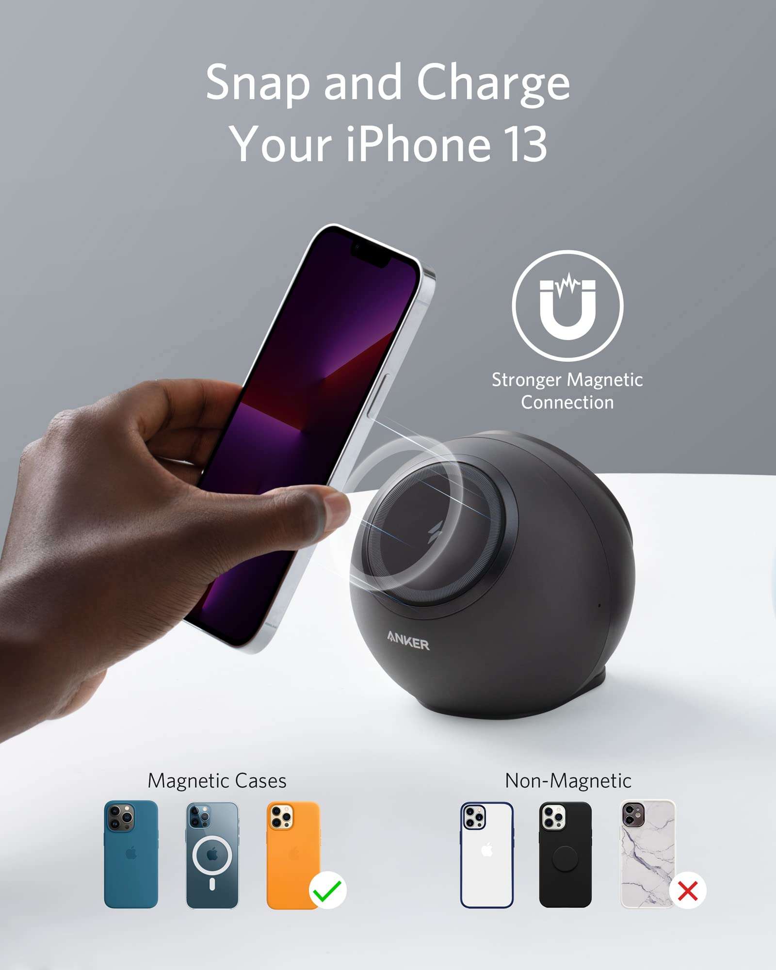 Anker 637 Magnetic Charging Station(MagGo), Magnetic Wireless Charger for iPhone13/iPhone12 Series, Power Strip with 3 Outlets,2 USB A Ports,2 USB C Ports Max 65W Power Delivery for MacBook Pro 3