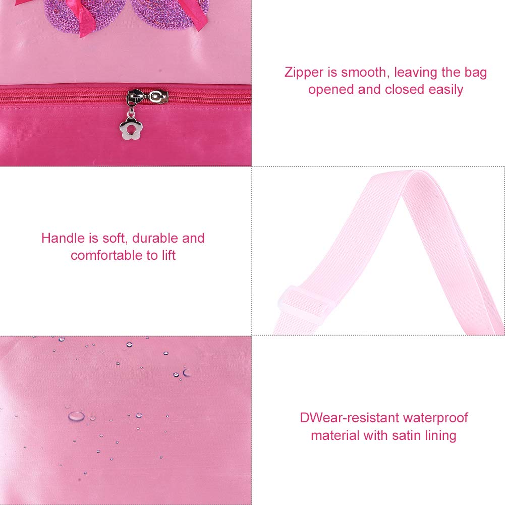 Zipper Bag Ballerina Bag Ballet Bag, with Adjustable Shoulder Strap Large Capacity Dance Bag, for Child Kids Storing Small Item Girls 5