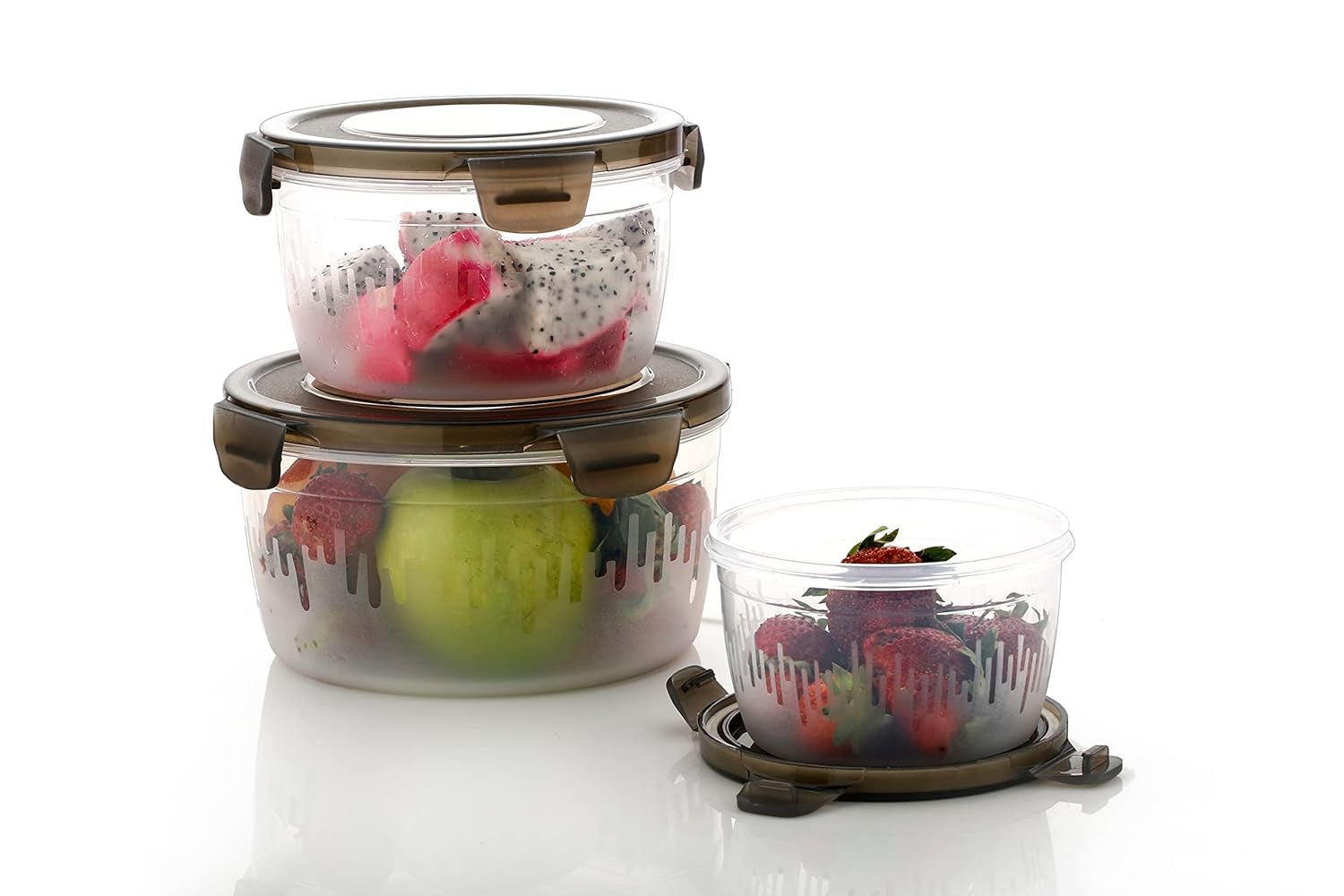 Premium Airtight Food Storage Containers Set of 3 | BPA-Free Unbreakable Plastic Kitchen Containers, Microwave Safe (600ml, 1200ml, 1800ml) | Microwave Safe & Leak Proof 6