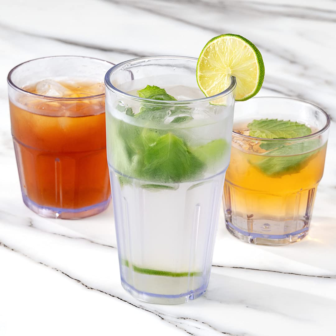 Bev Tek 16 Ounce Plastic Tumblers, Set Of 10 Shatter-Resistant Drinking Cups - Stackable, Clear Plastic Drinking Glasses, Dishwasher-Safe, Restaurant-Style Cups 6