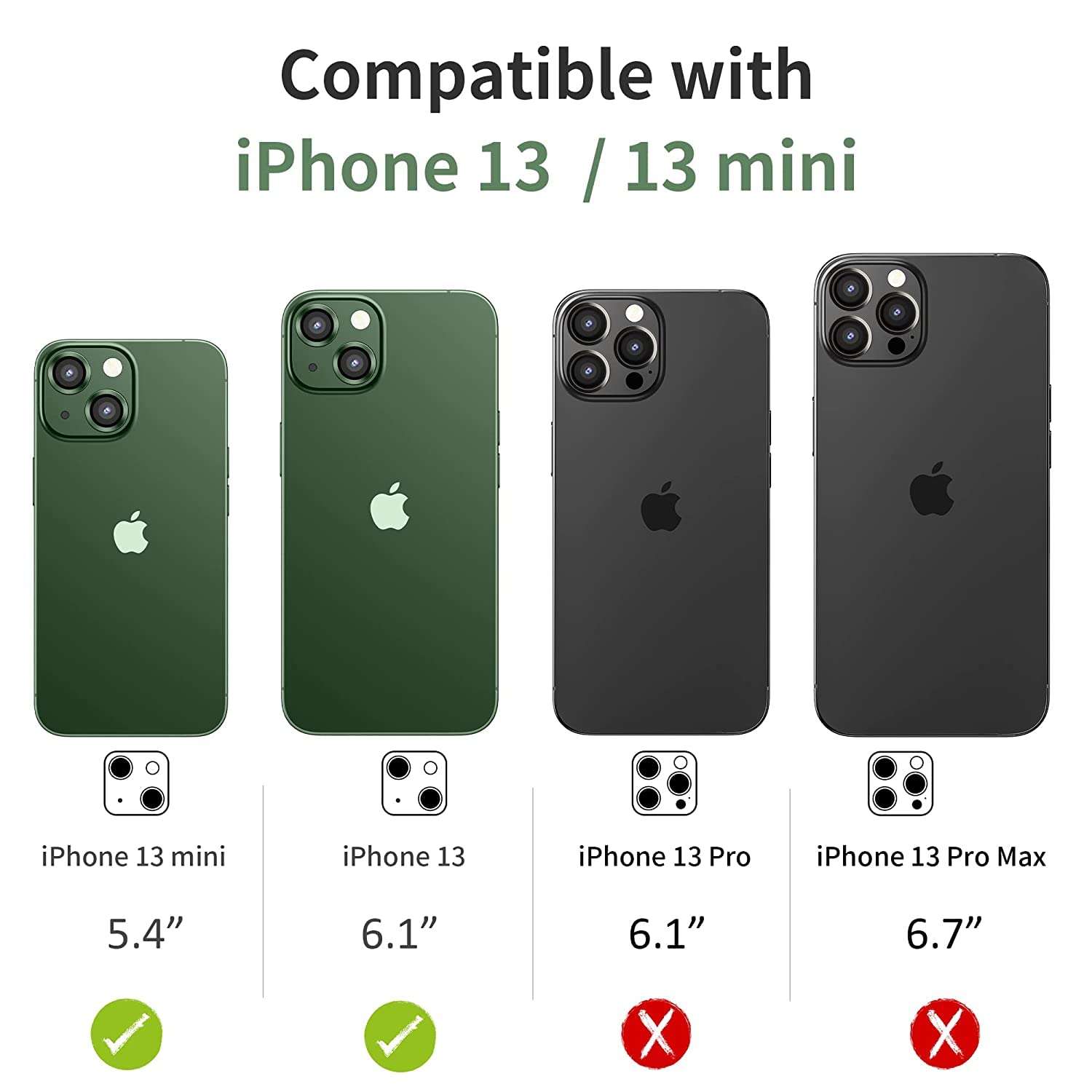 LINEOVAL Compatible for I Phone 13 Camera Lens Protector Camera lens ring protector for i phone 13 Red RING_13 MINI_GREEN 4