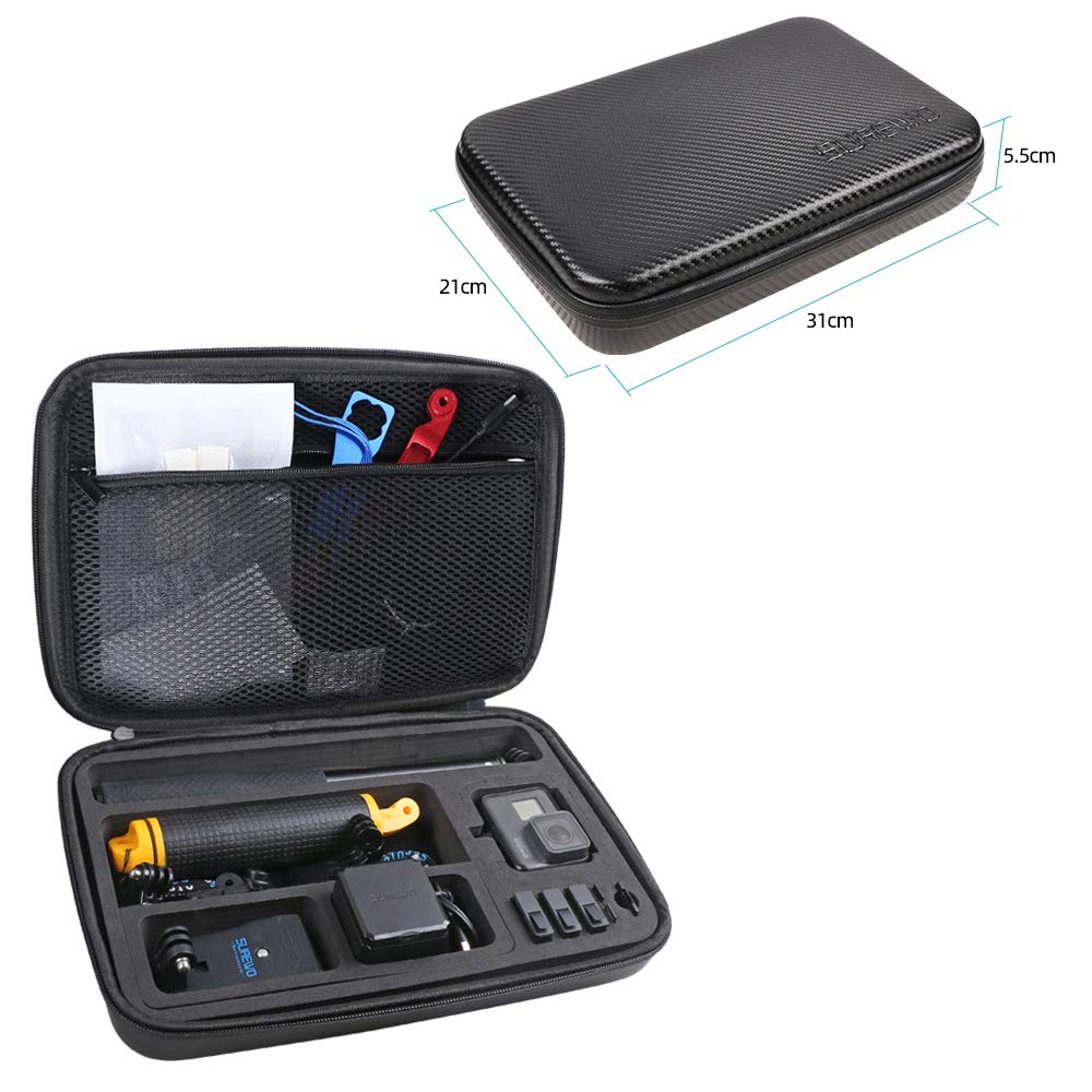 SUREWO Surface-Waterproof Carrying Case Compatible with GoPro Hero 13/12/11/10/9/8/7/(2018)/6/5 Black,DJI osmo action,AKASO/Campark/YI Action Camera and More (Large) 6