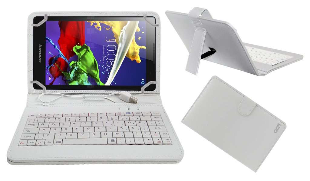 ACM USB Keyboard Case Compatible with Lenovo Tab 2 A8 A8-50 A850 Tablet Cover Stand Study Gaming Direct Plug & Play - White 1