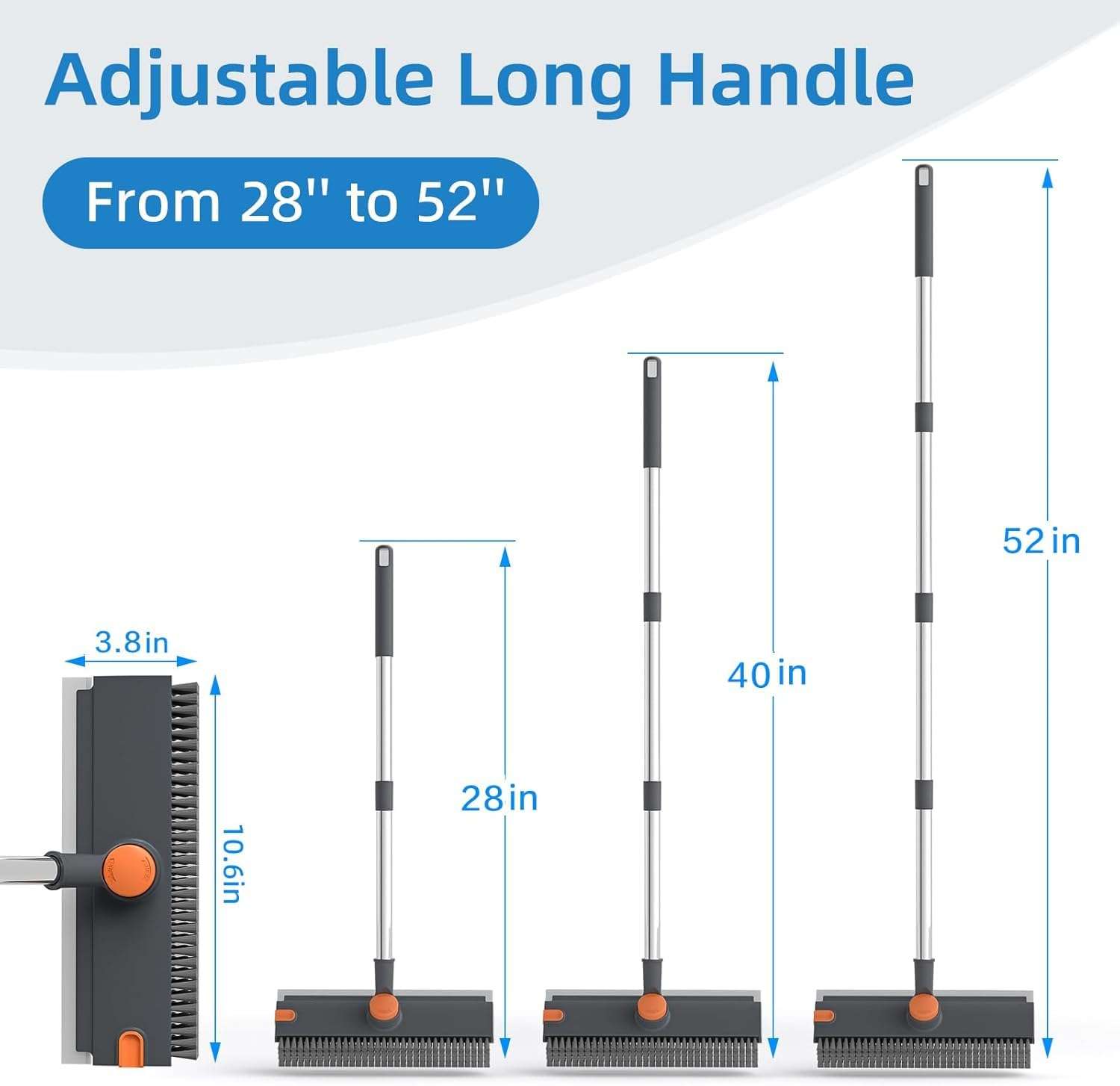 3 in 1 Bathroom Cleaning Brush with Wiper - Heavy Duty 52 inch Long Handle 360° Rotate Floor Scrubber Brush, Tiles Cleaning, Floor Scrub for Kitchen and Bathroom Wall 5