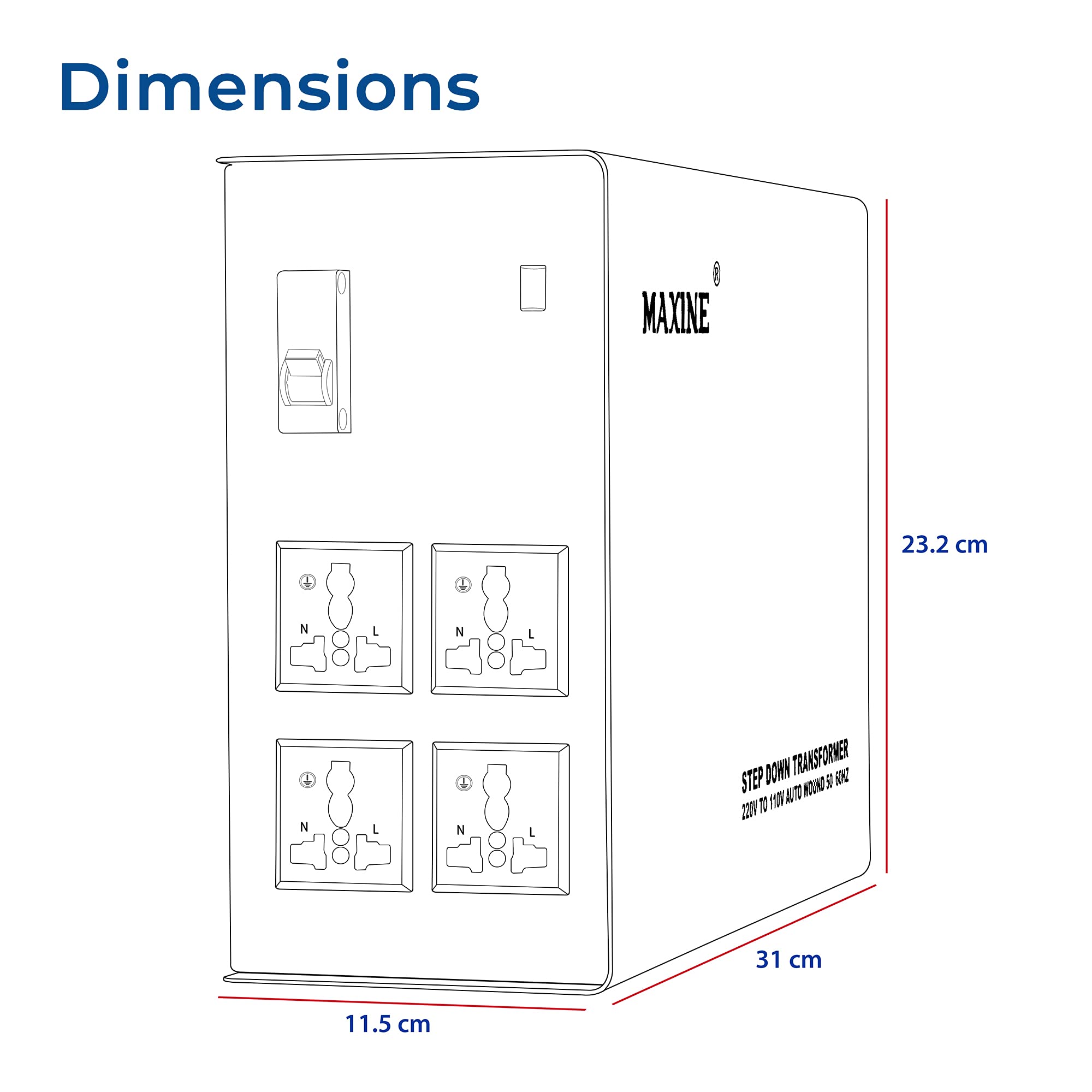 Maxine Voltage Convertor, 220V to 110V 3000 W , Transformer 3 Kva 2
