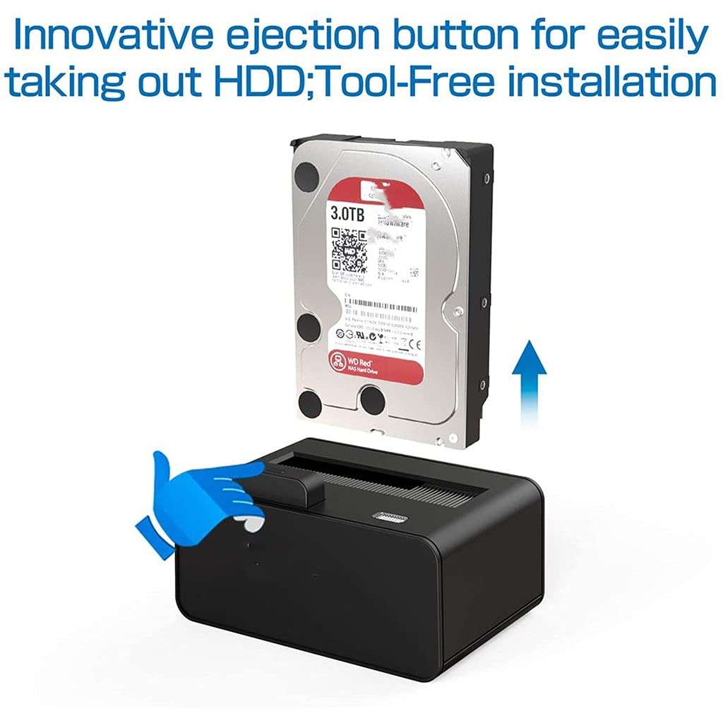 External Hard Drives USB 3.0 to SATA Hard Drive Docking Station Pop Up Button, 2.5,3.5-inch HDD SSD Station UASP Support 10TB 3