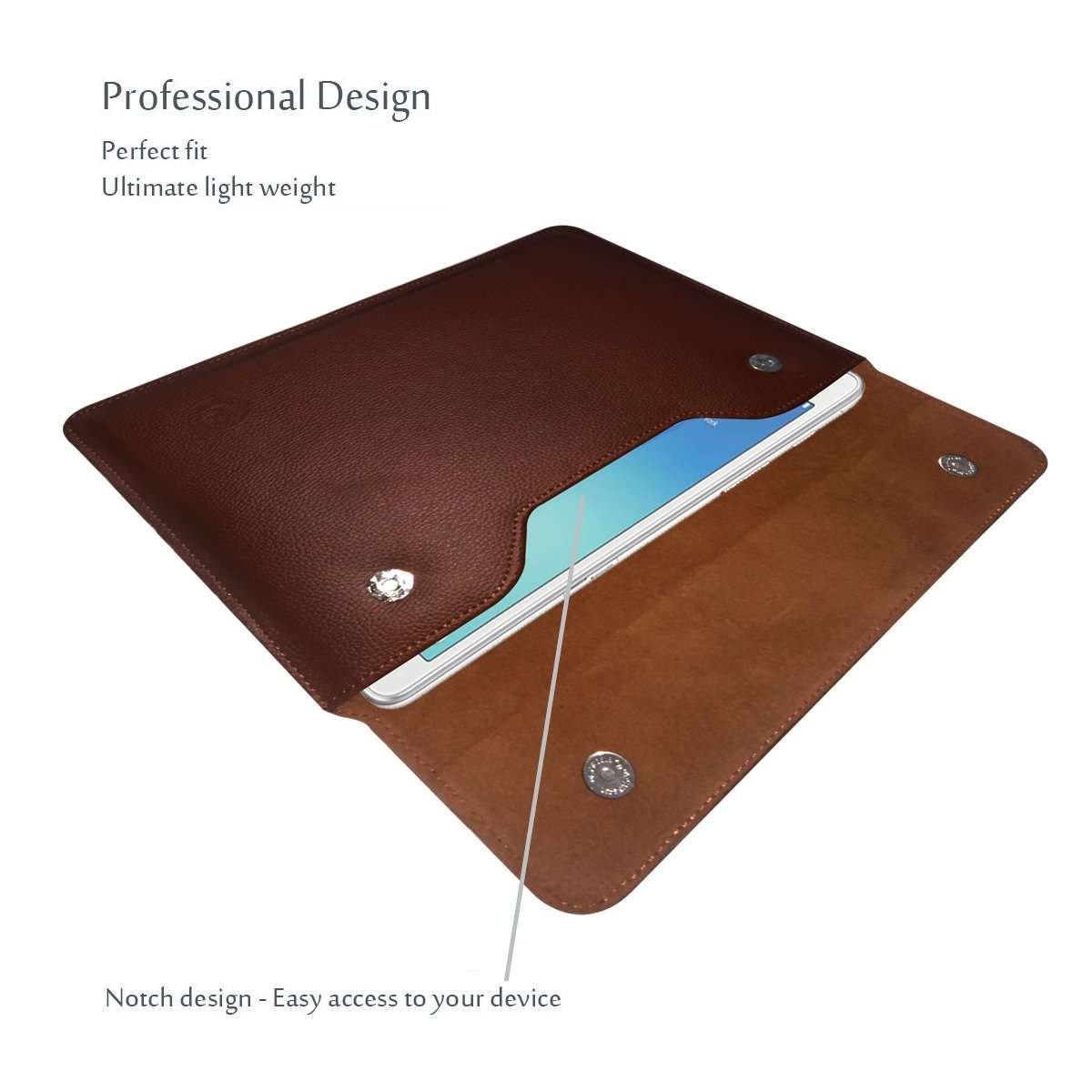 Fastway Wallet Sleeve Case for Notion Ink Cain 10 Tab with Document Pocket (Black) (Brown) 3