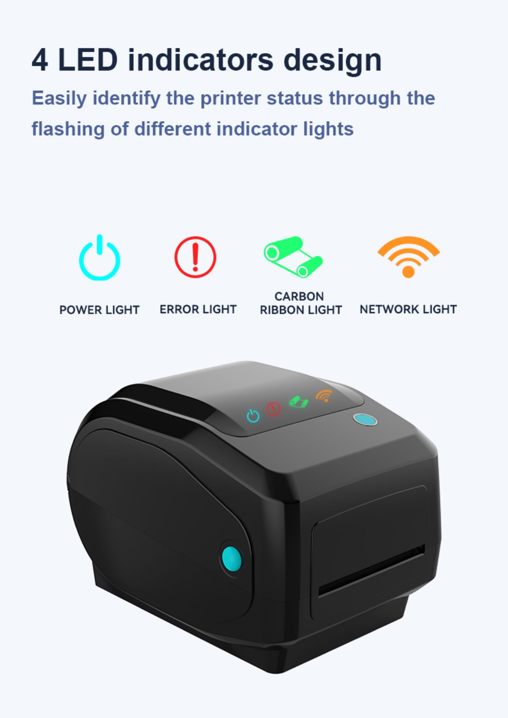 HQMS TD-403T Desktop Thermal Label Printer, 4-inch Width, 203 DPI, Black, Multiple Interface Support with WiFi Bluetooth USB, Thermal Transfer Barcode Printer for Labelling Solution 5
