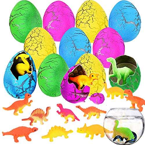 12Pcs Hatching Growing Dinosaur Eggs Toys, Dinosaur Egg That Hatch in Water, Kids Novelty Toy Science Kits for Easter Basket Stuffers, Easter Egg Hunt Easter Party Favors Classroom Prize Toys 1