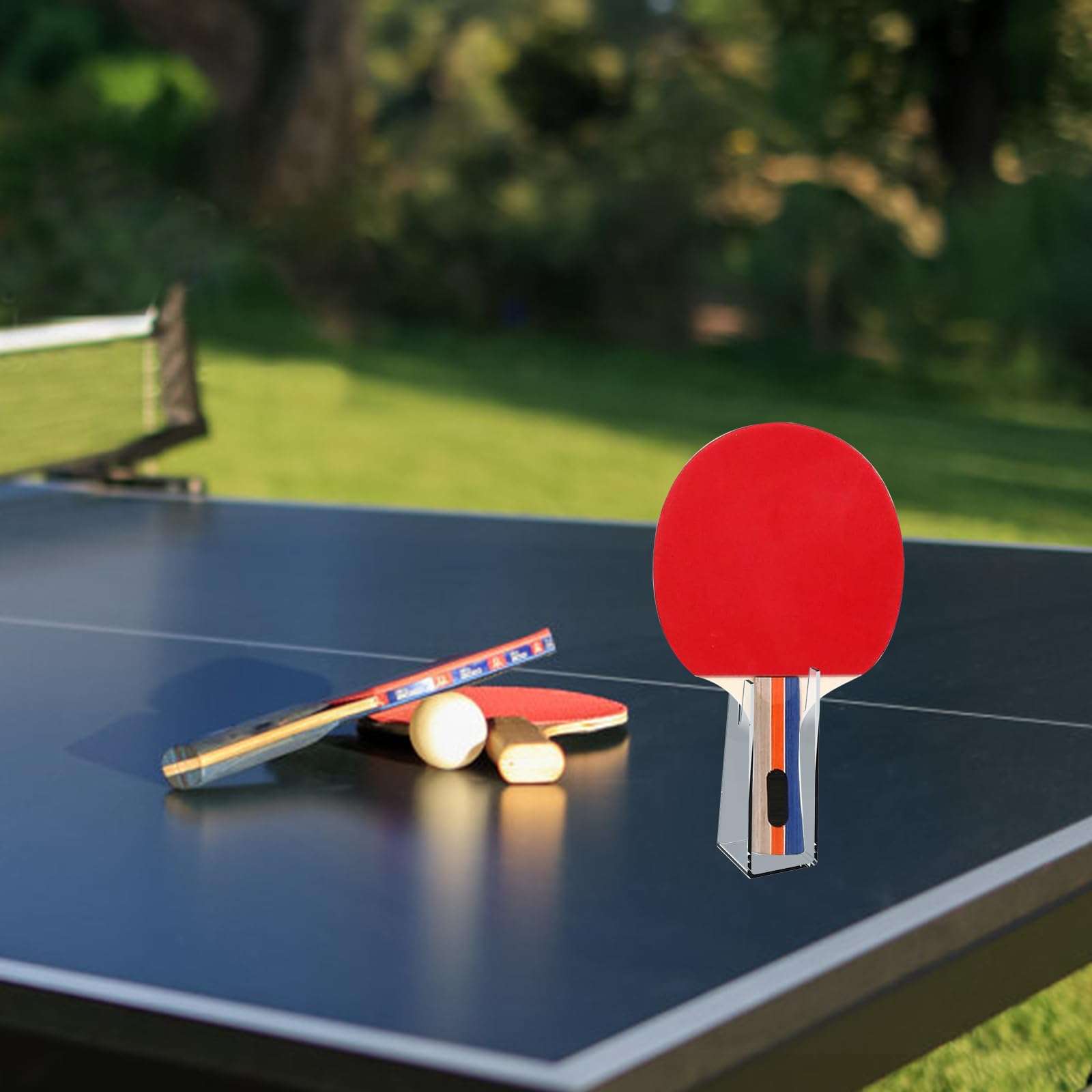 JoyHuaTrade 2 PCS Acrylic Ping Pong Paddle Display Stand, Table Tennis Racket Display Holder, Clear Acrylic Table Tennis Racket Base Paddle Storage Rack Ping Pong Organizer 6