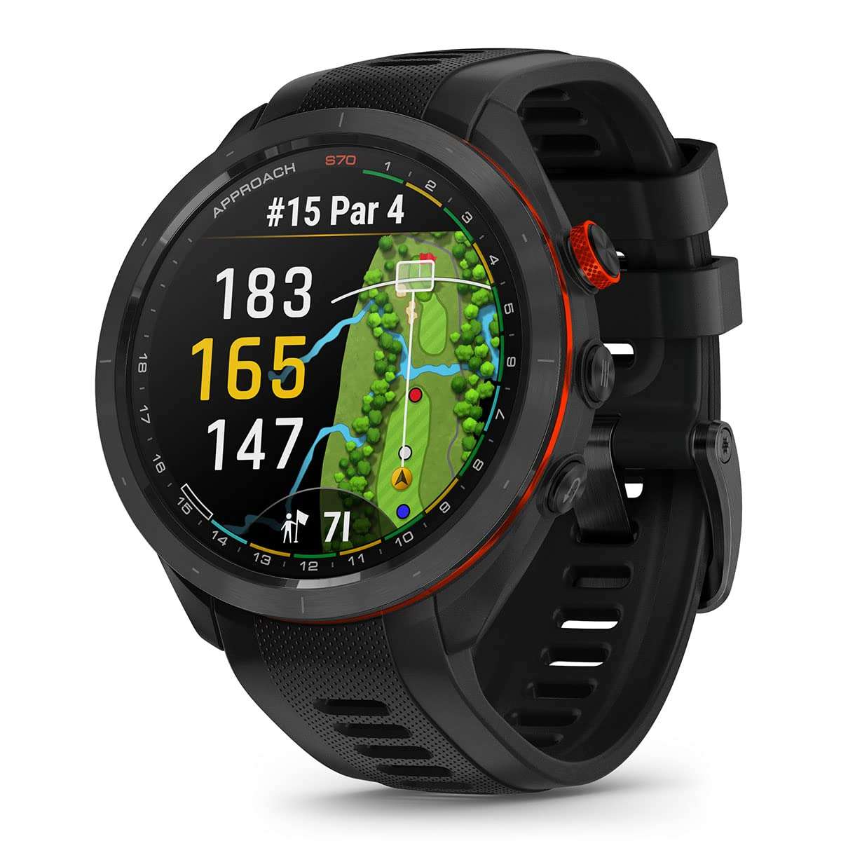 Garmin Approach S70 (Black, 47mm) Golf GPS Watch - AMOLED Display, Virtual Caddie & Playslike Distance - Gift Box Bundle with PlayBetter Screen Protectors, Wall Adapter & Hard Case 3