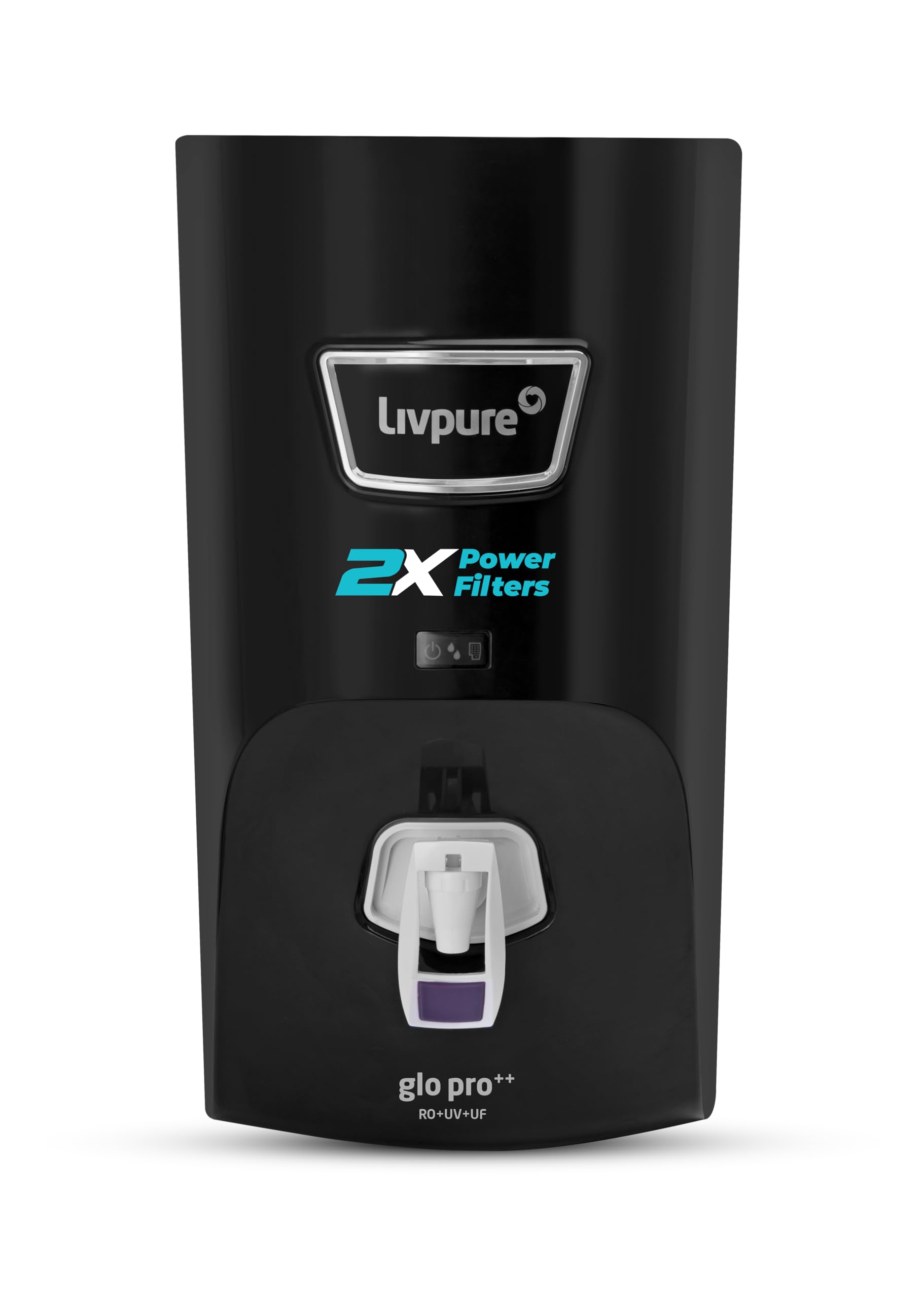 Livpure GLO PRO++ | RO+UV+UF | 2X Power Filter | No Filter Cost for 2 years* | Save Upto 21,000 on Filters | 7 Stage Advanced Purification | Suitable for Borewell, Tanker, Municipal Water | Black