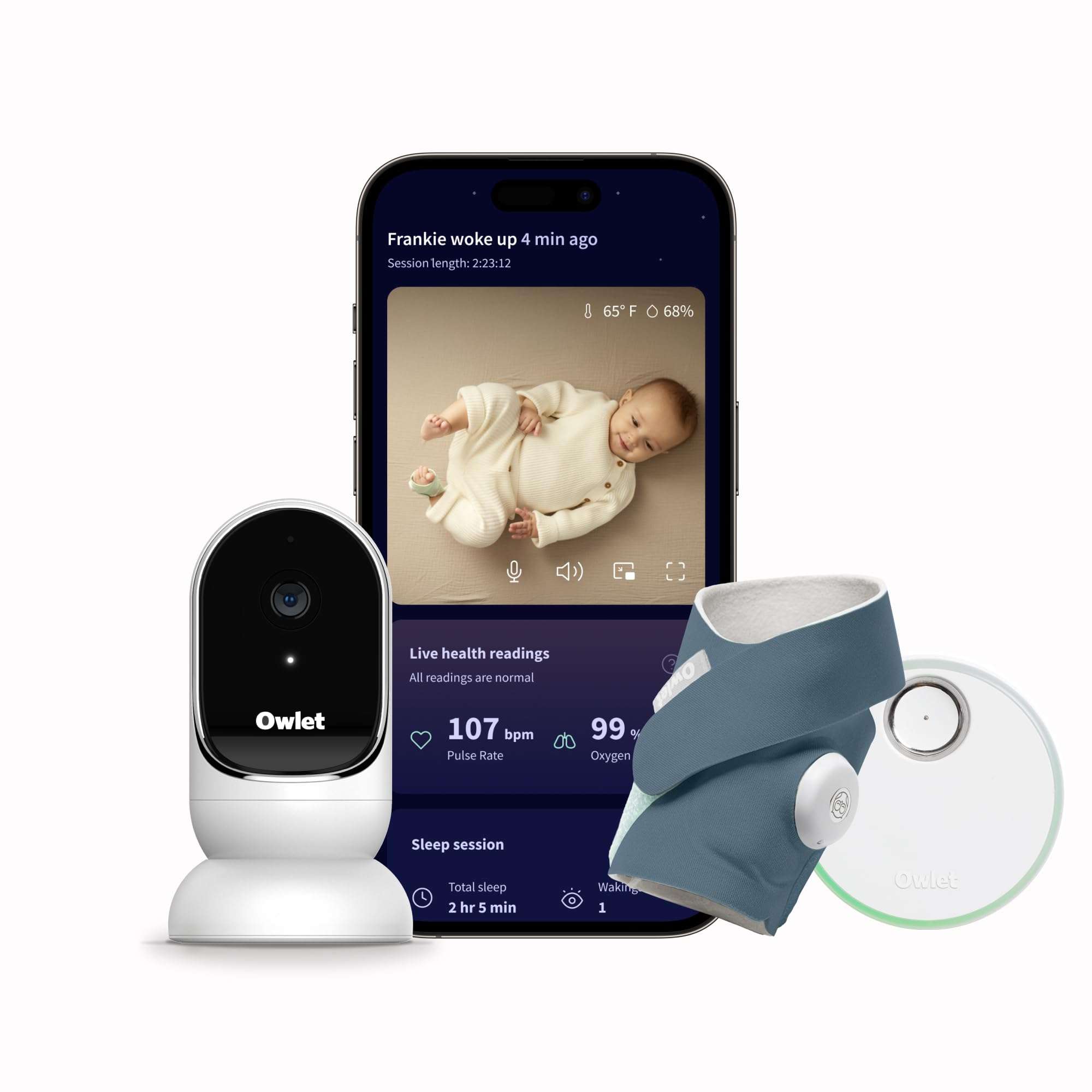 Owlet® Dream Duo Smart Baby Monitor: FDA-Cleared Dream Sock® plus Owlet Cam 2- Tracks & Notifies for Pulse Rate & Oxygen while viewing Baby in 1080p HD WiFi Video 1