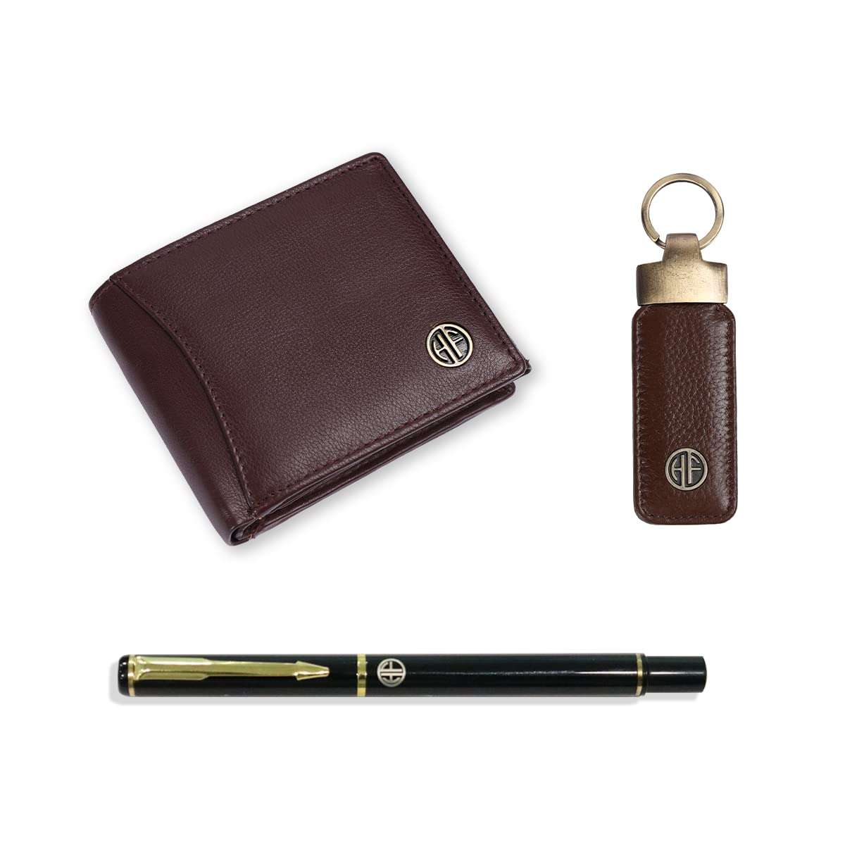 HAMMONDS FLYCATCHER Gift for Men Combo - Genuine Leather Wallet and Keychain Set with Ball Pen- Premium Birthday Gift for Husband, Boyfriend, and Father- Wallet with Multiple Card Slots- Redwood Brown 3