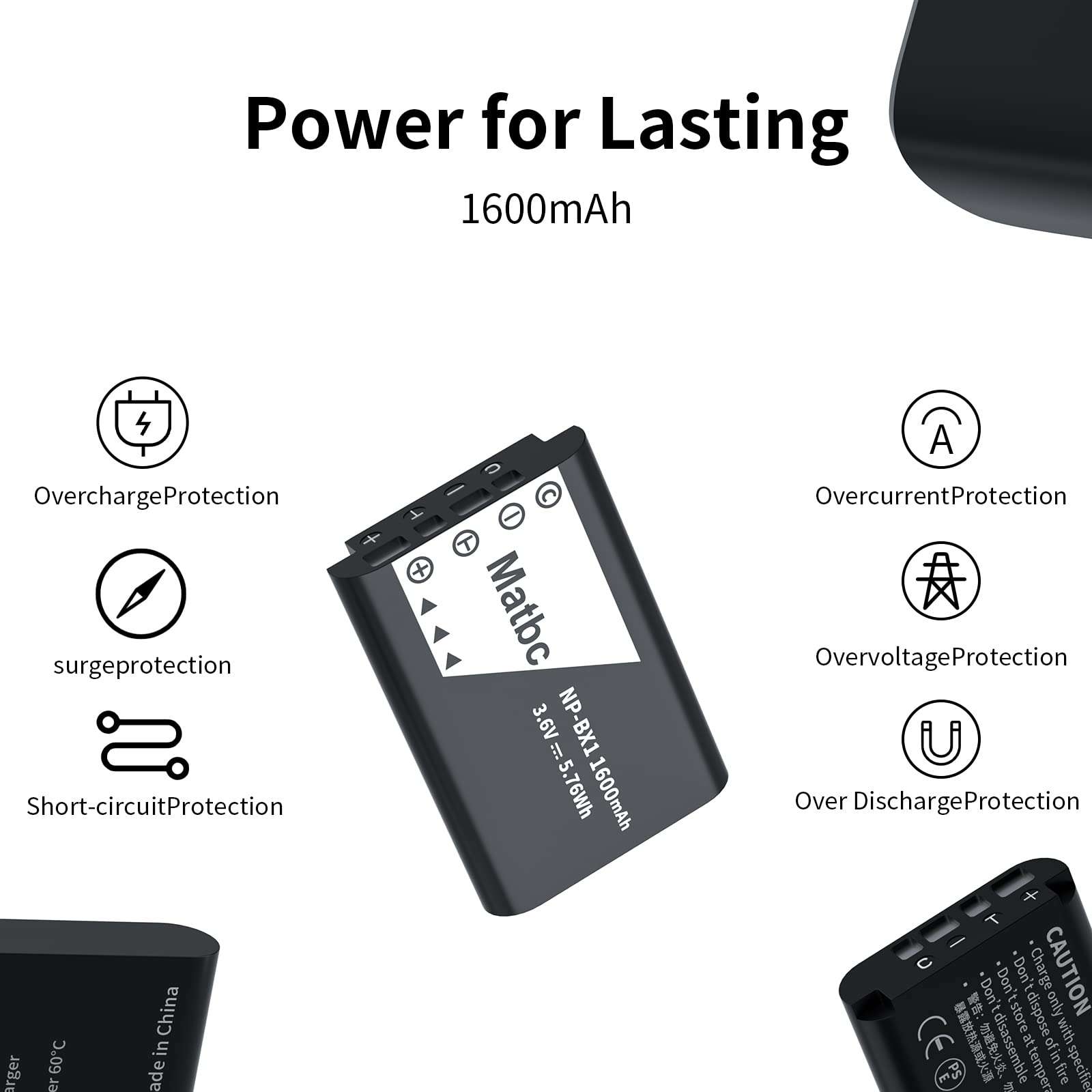 Matbc 1600mAh Replacement for Sony NP-BX1 Battery 2 Pack and 3-Channel Sony Battery Charger Compatible for sony NP-BX1/M8,ZV-1, ZV-1 II,ZV-1F, DSC-RX100 III, DSC-RX100 IV, DSC-RX1, HX90V, HX80 Battery 5