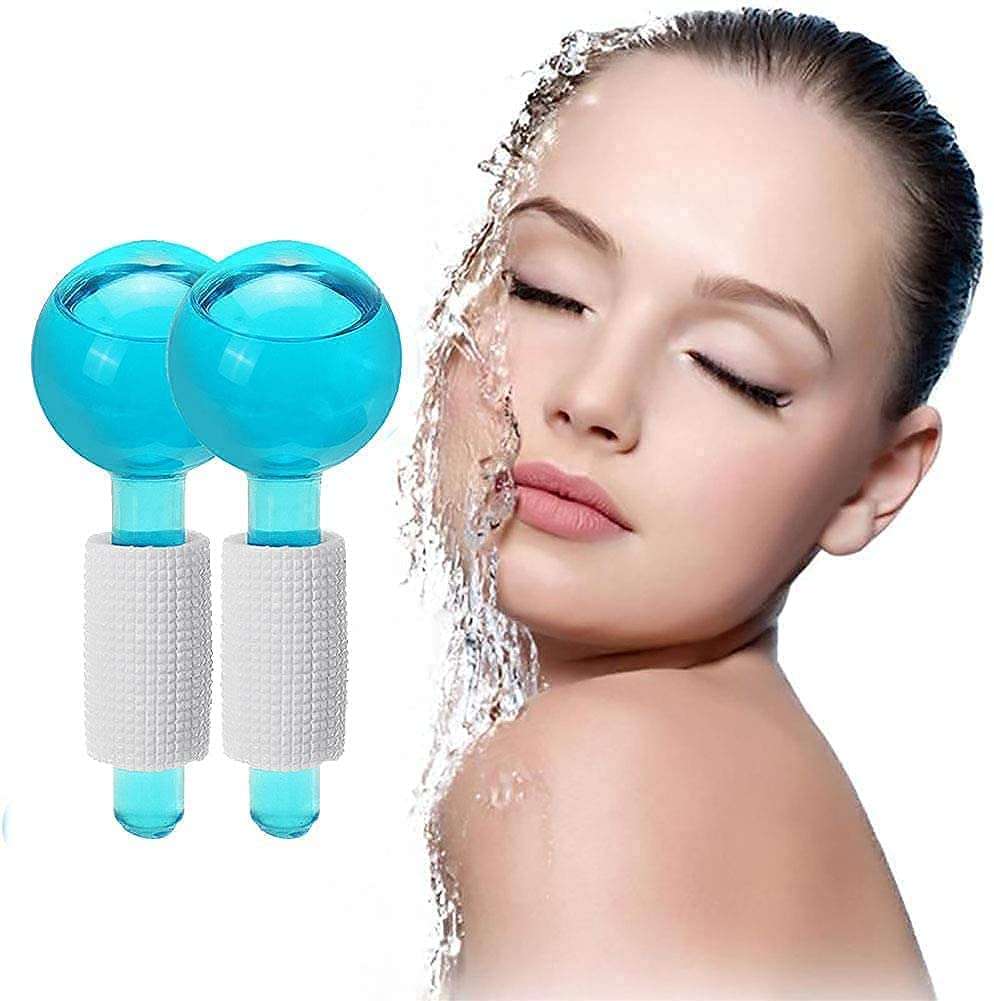 Devay Home appliances 2pcs Ice Roller Globes for Face and Eyes, Facial Cooling Massage Balls Energy Beauty Crystal Ice Roller Cooling Skin Massager for Redness Soothing Relief 1