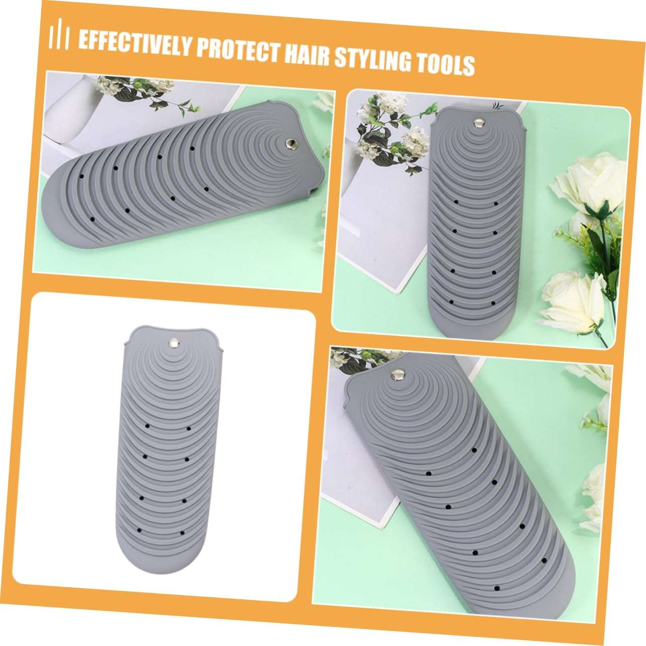 FOMIYES 2pcs Hair Curling Iron Storage Bag Hair Straightener Stand Hairdressing Tool Holder Heated Hair Rollers Curling Iron Heat Pads Heat Flat Iron Holder Flat Iron Mat Grey 4