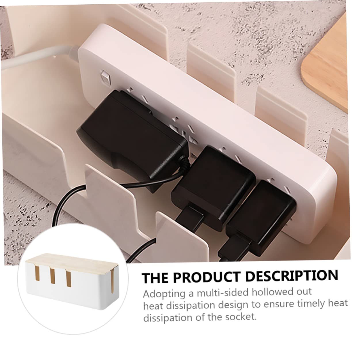 HOMSFOU 1pc Box Wire Storage Box Cord Dsl Cable Electrical Outlet Cable Organizer Desktop Outlet Power Plug Arrangement Wires Keeper Holder Hub Storage Case Power Socket Abs White 3