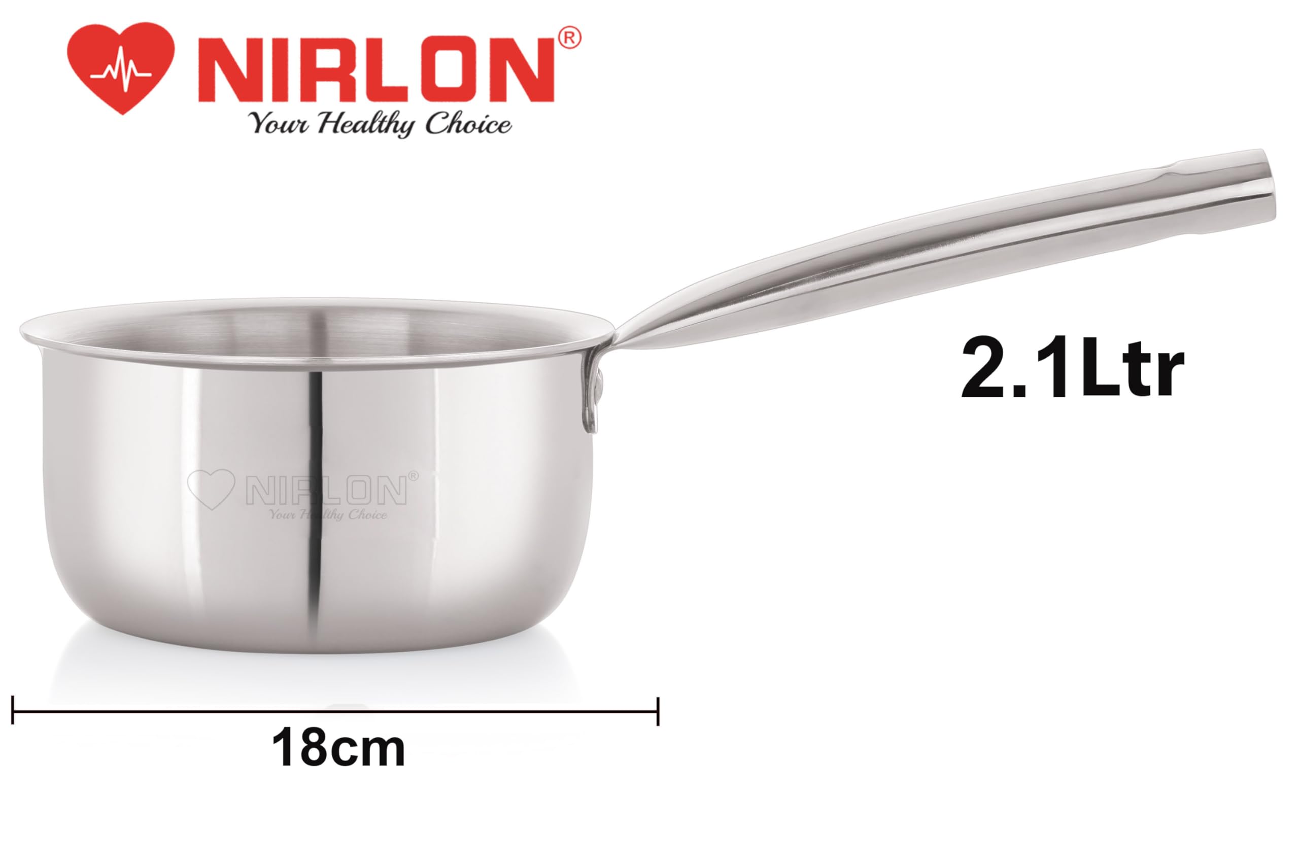 NIRLON Plus Triply Stainless Steel Cookware Combo Set|Kadhai 20cm-1.6Ltr|Kadhai 22cm-2Ltr|Sauce Pan 18cm-2.1Ltr|Safe to Use|Metal Spatula Friendly(Induction and Gas Stove Friendly) 5