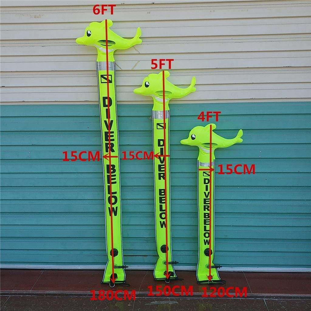 Calandis Scuba Diving Surface Marker Buoy SMB Underwater Safety Buoy Fluo Yellow 4FT 4