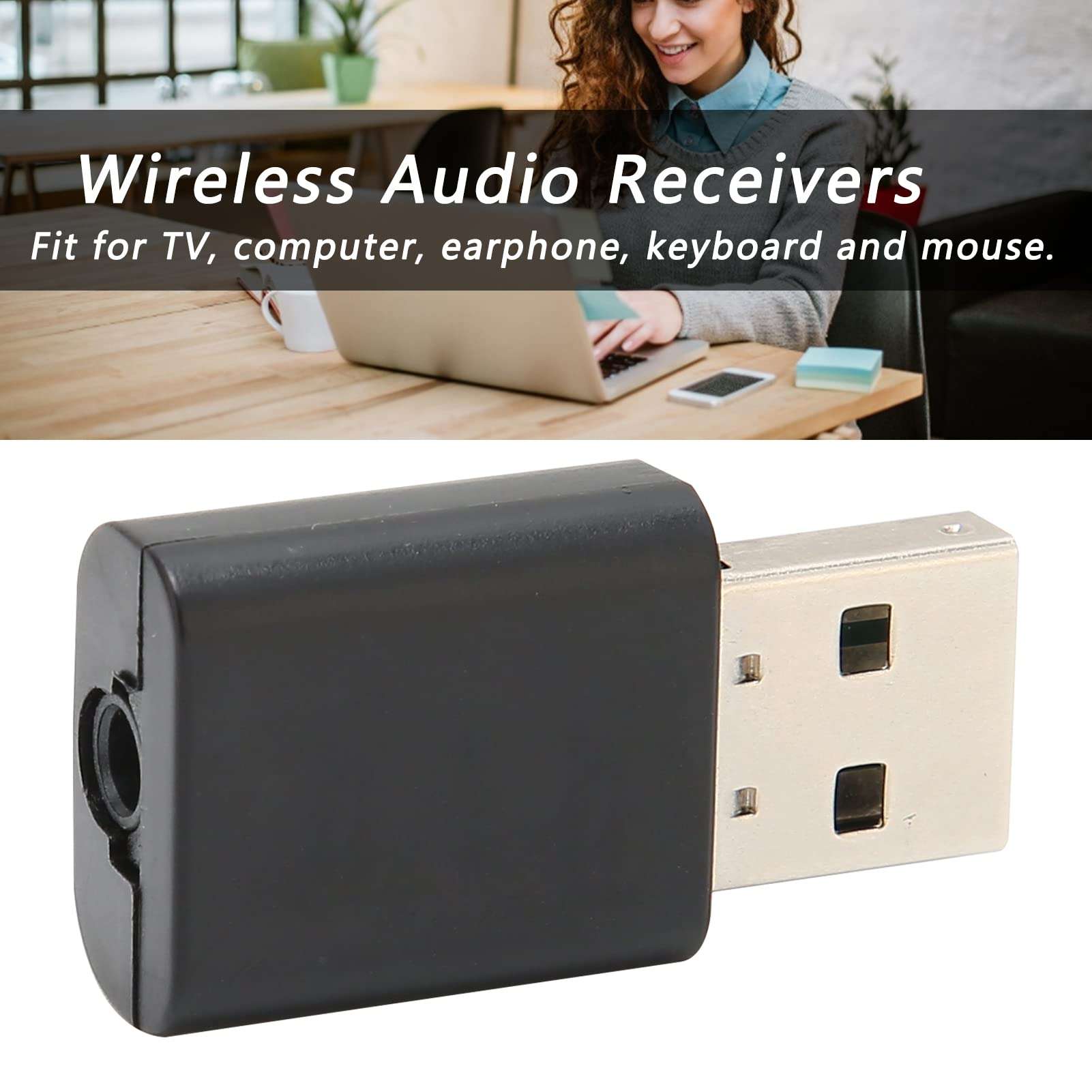 USB Bluetooth Transmitter Receiver, 2-in-1 Wireless Audio Adapter, Mini Portable PC Bluetooth 5.0 Adapter for Computer, Laptop, Headset, Car, and Home Stereo System 3