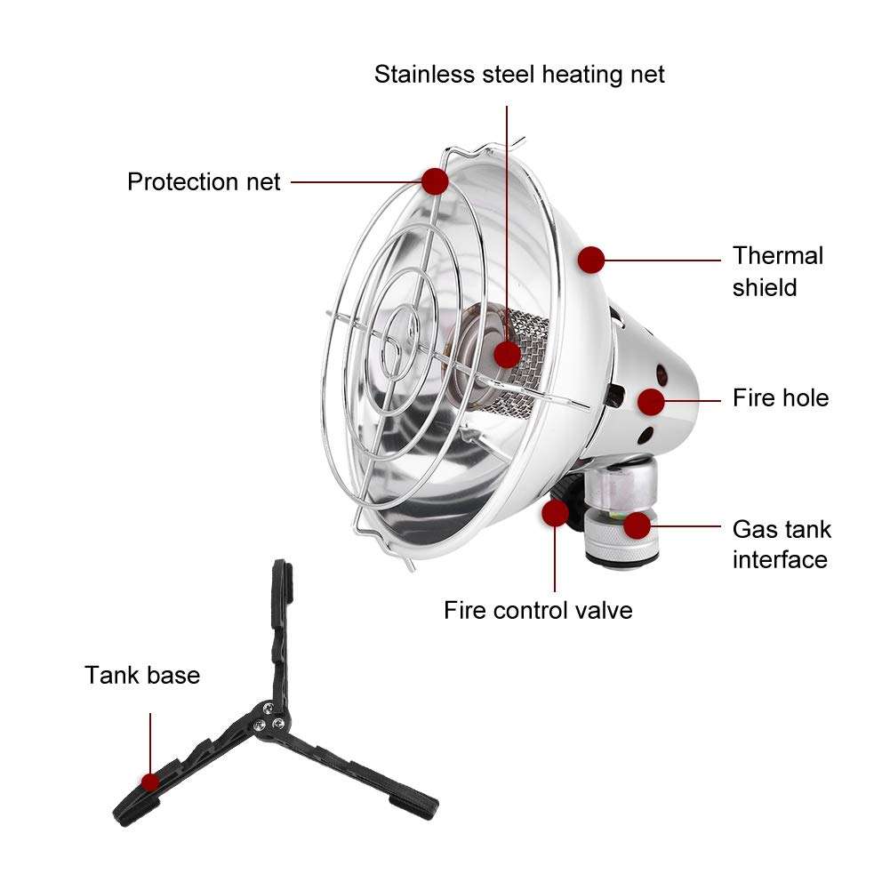 Outdoor Portable Heater, Protective Net Outdoor Portable Gas Heater Foldable Base with Heater Base for Camping for Lady for Tents for Outdoor 6