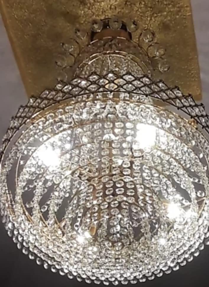 SHRI MAHAL ANTIQUES LED Crystal Big Size Jhhomar Lamp Ceiling Light for Living ROM Hall Bed Room Chandelier Ceiling Lamp 4