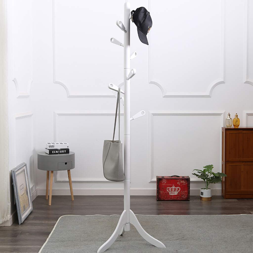 CALANDIS Wooden Coat Hat Rack Hanger Sturdy Clothing Garment Rack Stand White 4