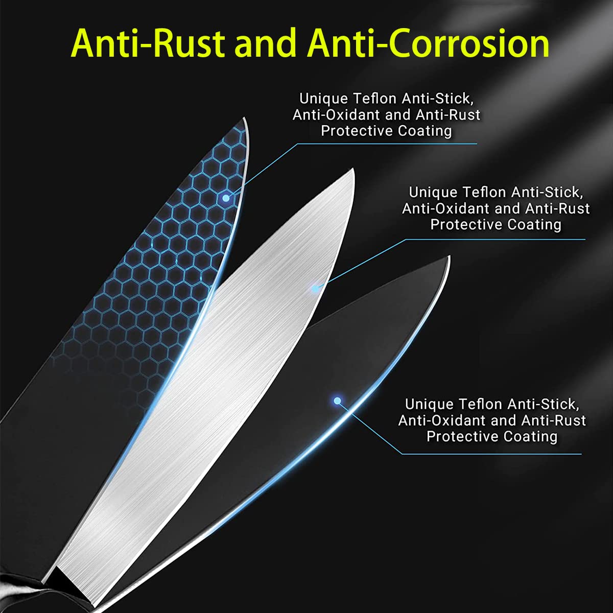 Knife Set, 14 Piece Kitchen Knife Set with Block, Chef Knife set with Sharpener, Serrated Steak Knives, High Carbon Stainless Steel Knife Sets Bread Knife Cooking Knives Sets (Senior Silver) 3