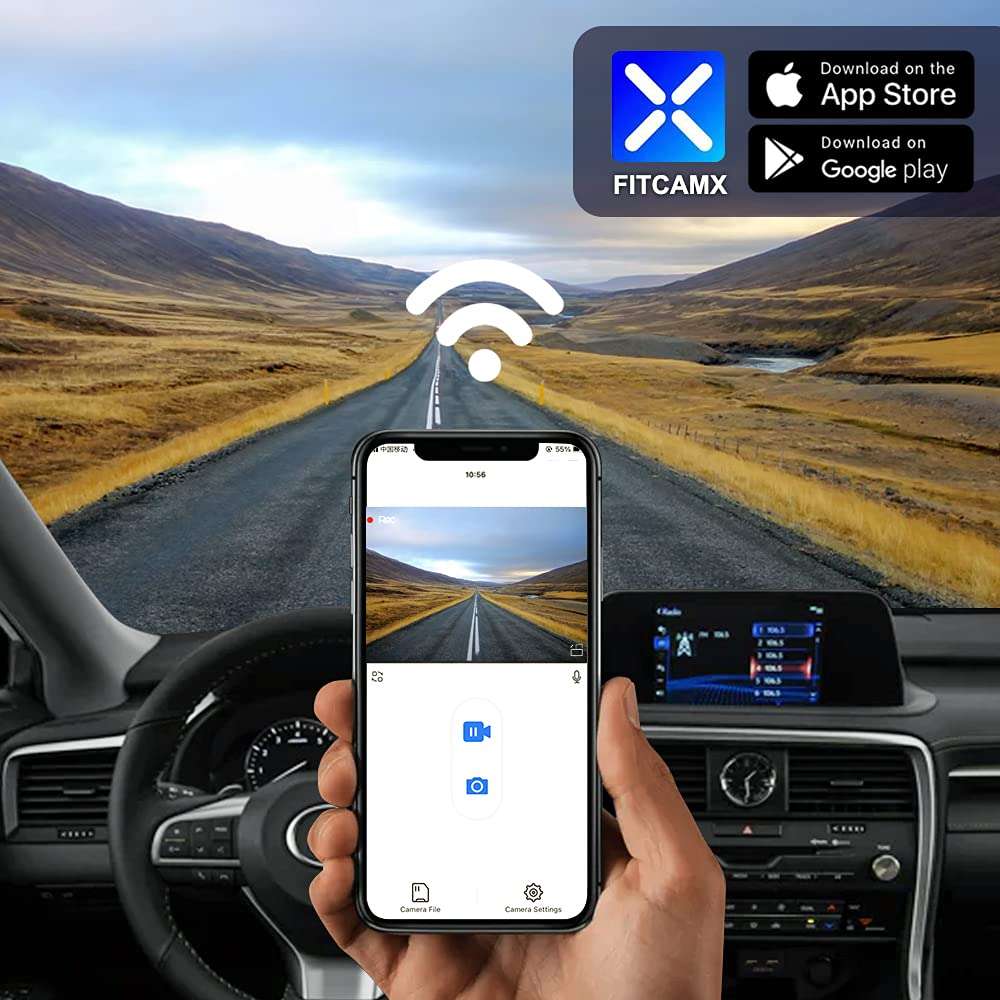 Fitcamx 4K Dash Cam Suitable for Lexus RX 350 450h 350L F Sport Luxury 2016 2017 2018 2019 2020 2021 2022 (Model B), 2160P Video WiFi, OEM Style, Parking Mode, Loop Recording, Plug&Play, 64GB Card 4