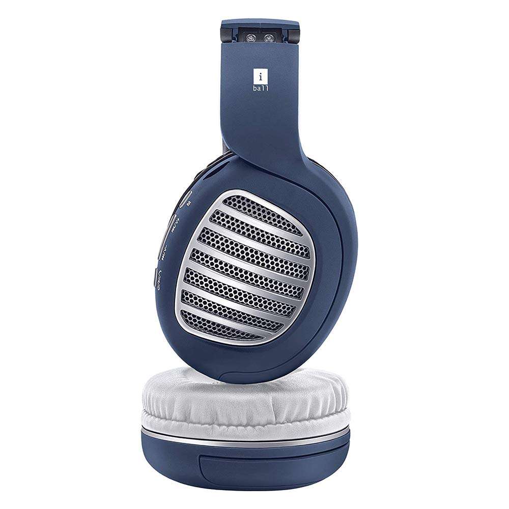 iBall Decibel BT01 Smart Headphone with Alexa Enabled – Blue, White and Silver 1