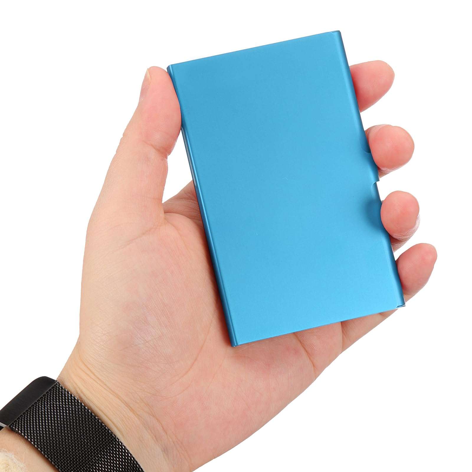 PATIKIL Business Card Holder, 5Pcs Aluminum Metal Card Case Professional Pocket Card Holder for Name Card Credit Card, Blue 6