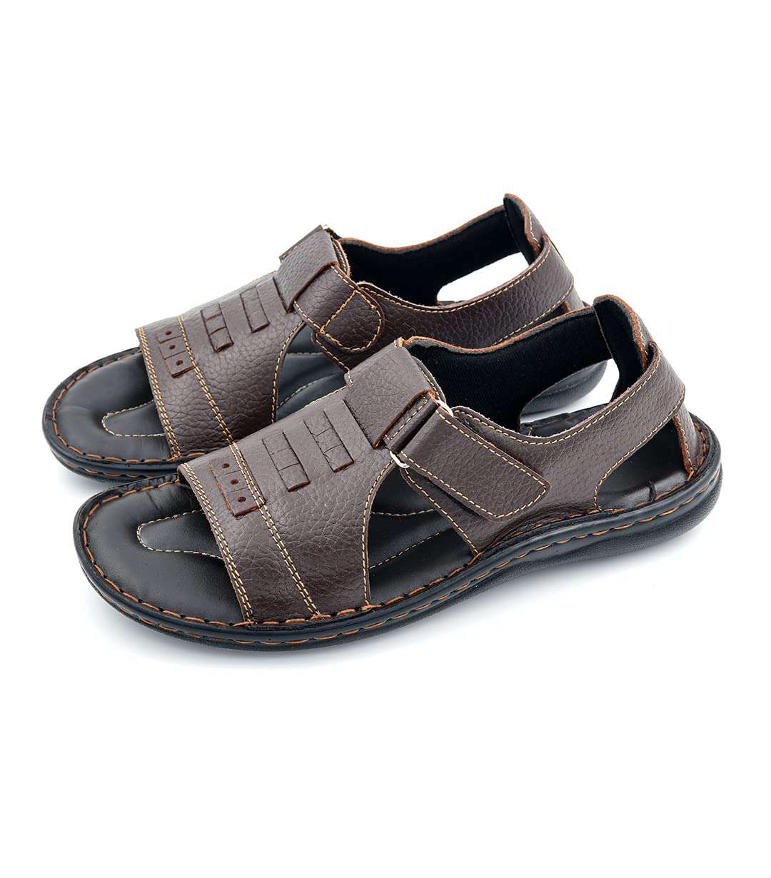 MOK&TON Baelish Brown Confort Men's original Leather Sandal Extra Soft Leather Super Comfortable Durable Light-Weight Anti Skid Formal Semi-Formal Casual (numeric_7) 6