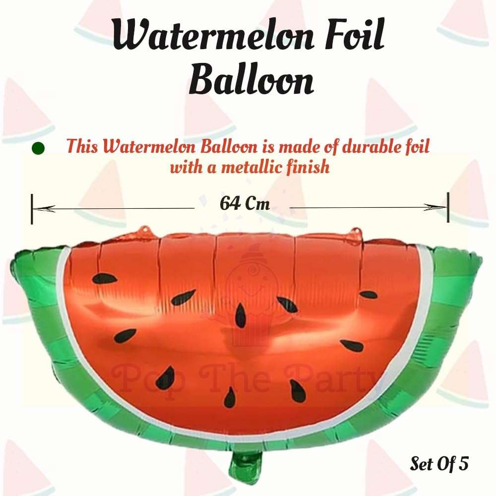 Pop The party 5 Pieces Watermelon Foil Balloons Watermelon Balloons Cartoon Fruit Foil Balloons for Summer Themed Birthday Baby Shower Wedding Party Decoration Supplies 3