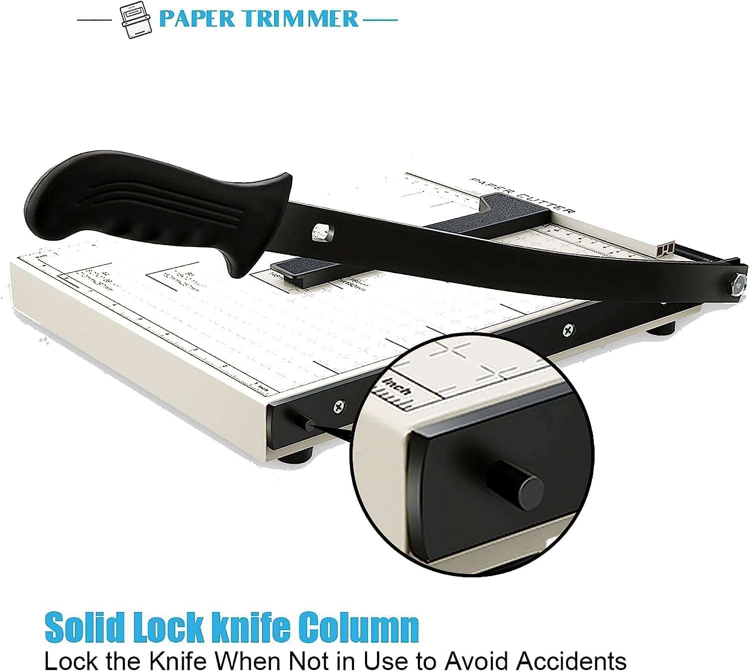 Paper Cutter for Cardstock Heavy Duty 12 inch, 12" Cut Length Guillotine Paper Trimmer for Cardstock Metal Base, 12 Sheets Capacity, for Home Office Classroom School 6